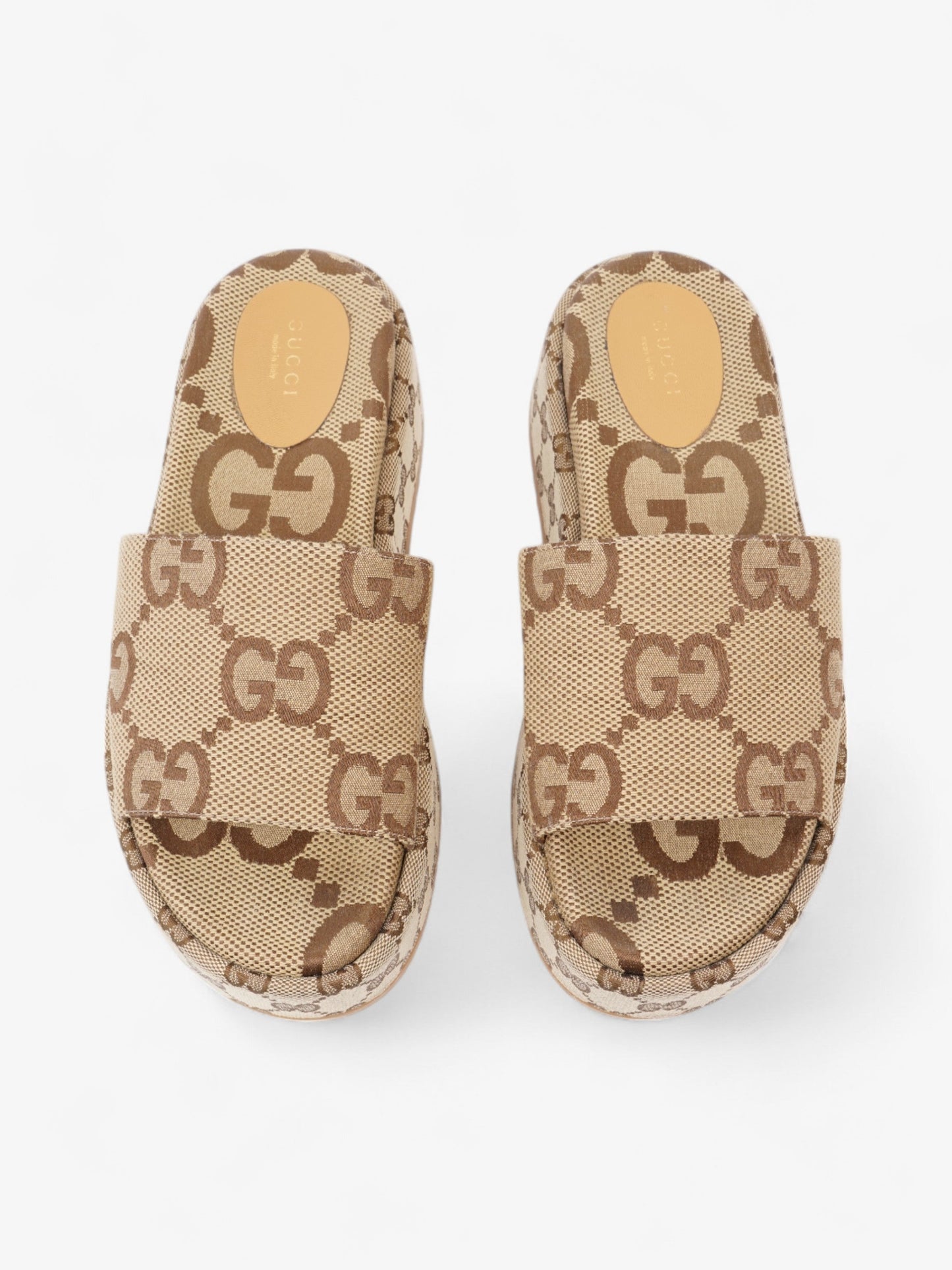Gucci GG Platform Sandals Beige / Brown Canvas EU 39 UK 6