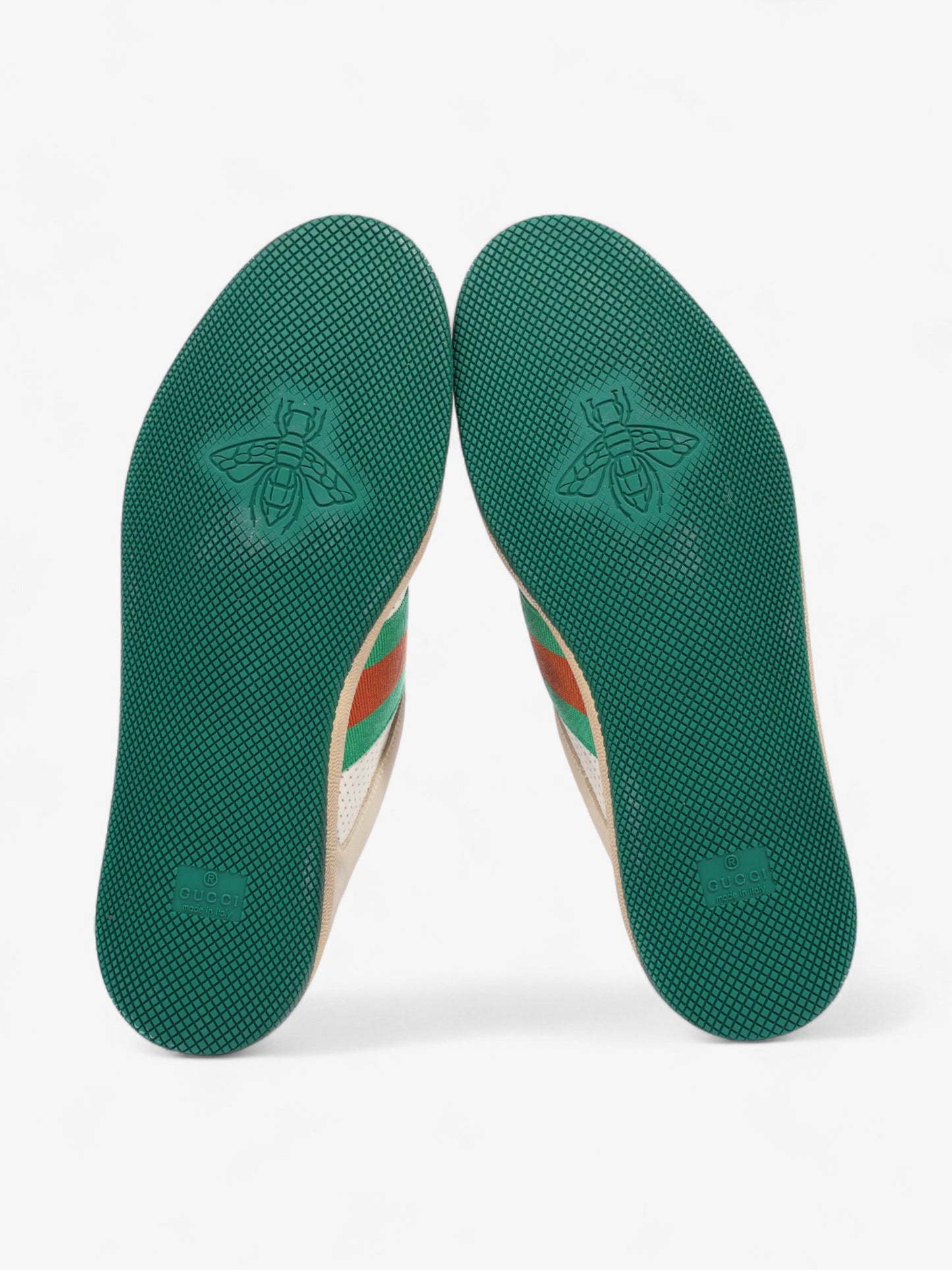 Gucci Screener GG Sneakers Beige / White / Green Leather EU 42.5 UK 8.5