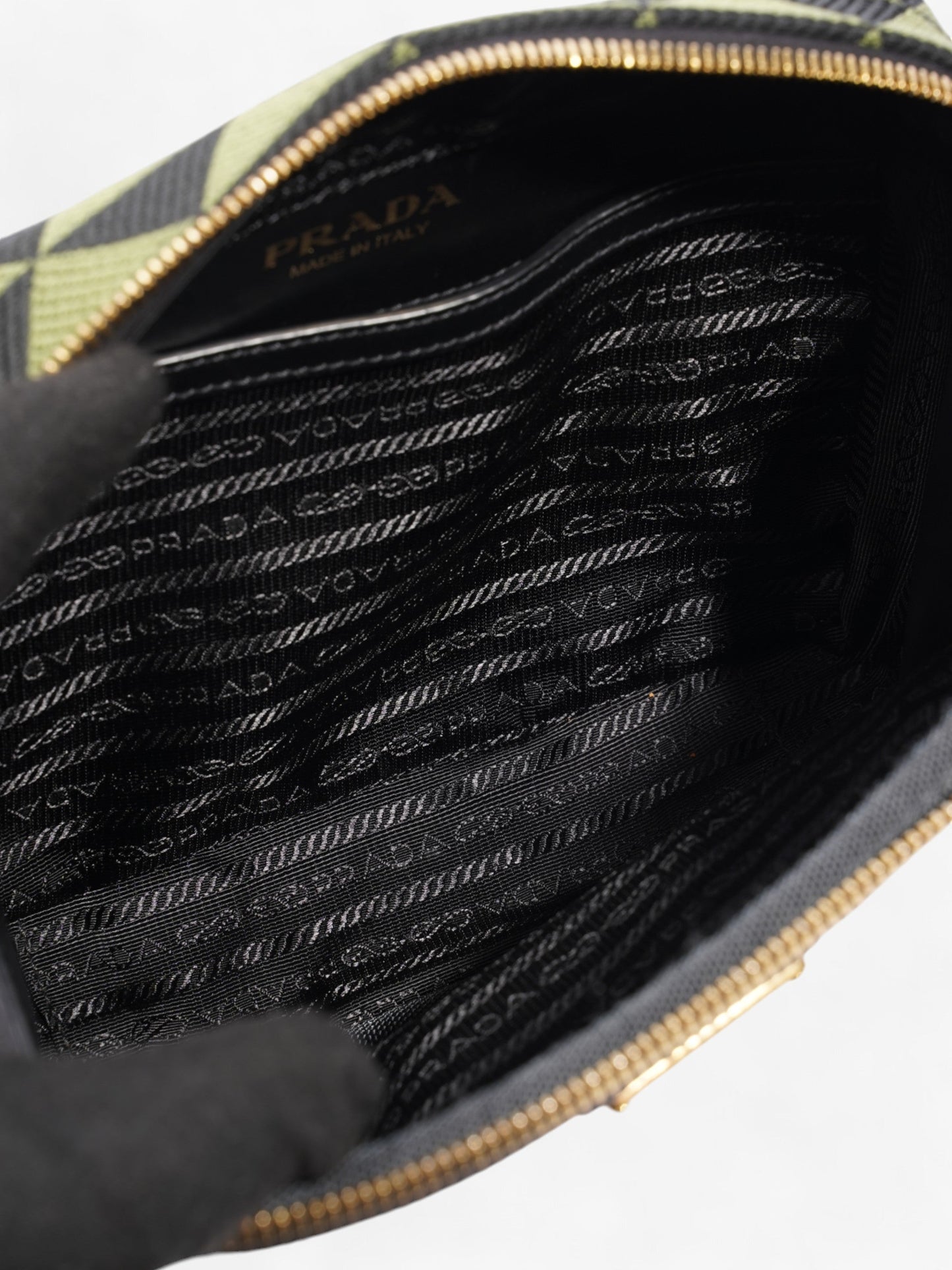 Prada Symbole Triangolo Black / Green Canvas
