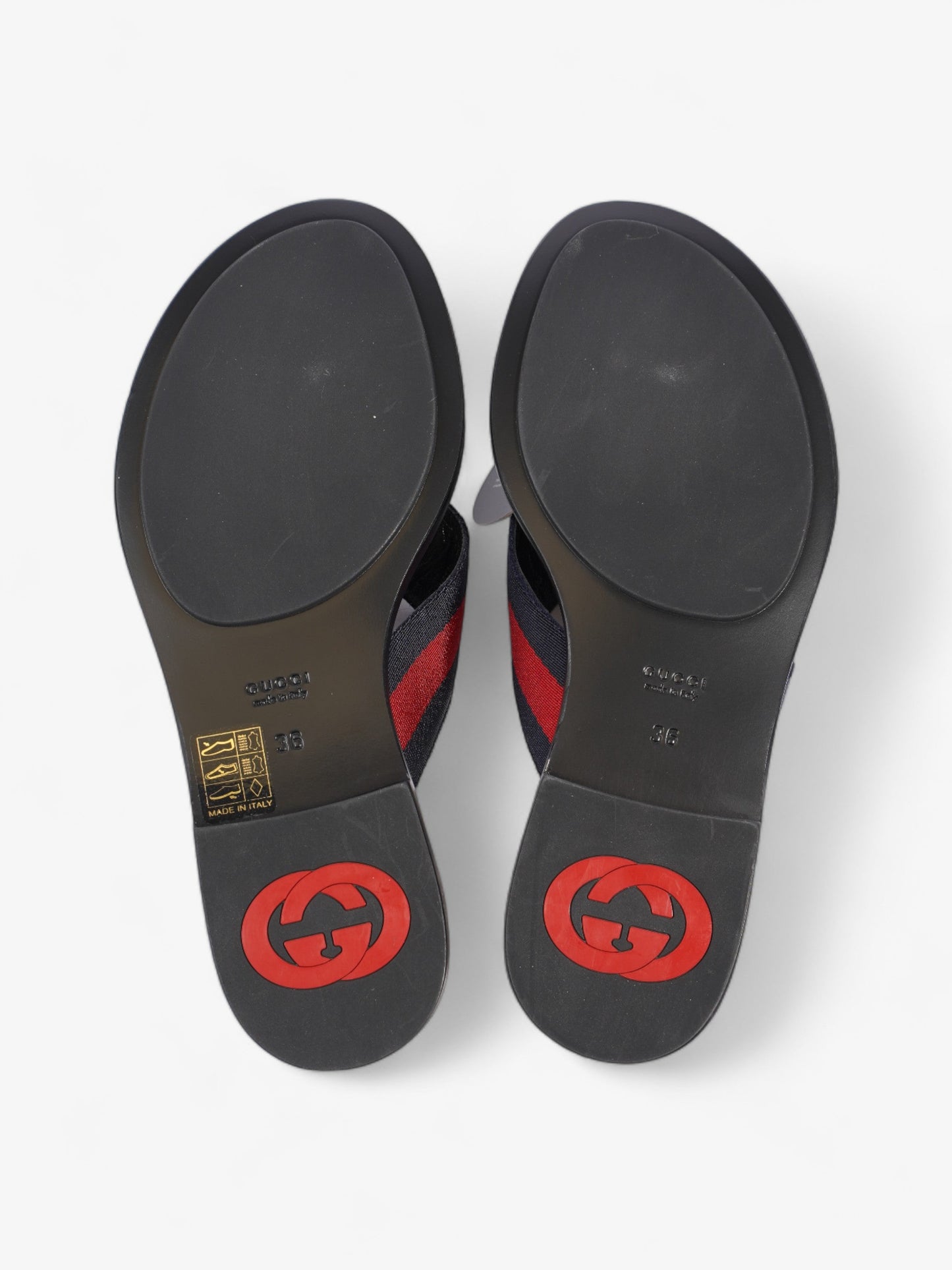 Gucci Web Stripe Thong Sandals Black / Red / Blue Canvas EU 36 UK 3