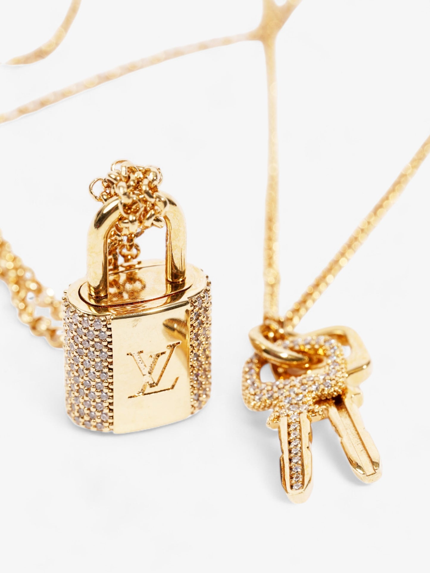 Louis Vuitton LV Padlock Necklace Gold Base Metal