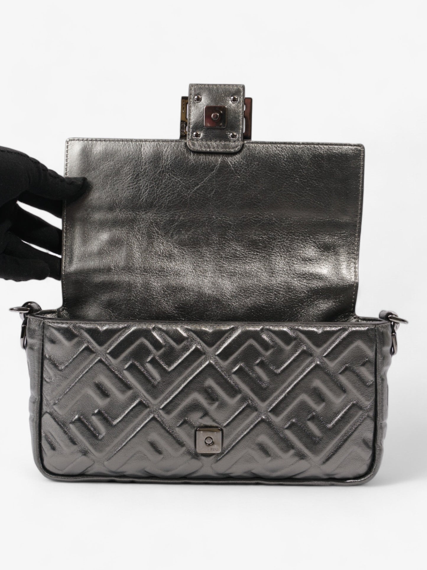 Fendi Baguette Metallic Lambskin Leather Medium