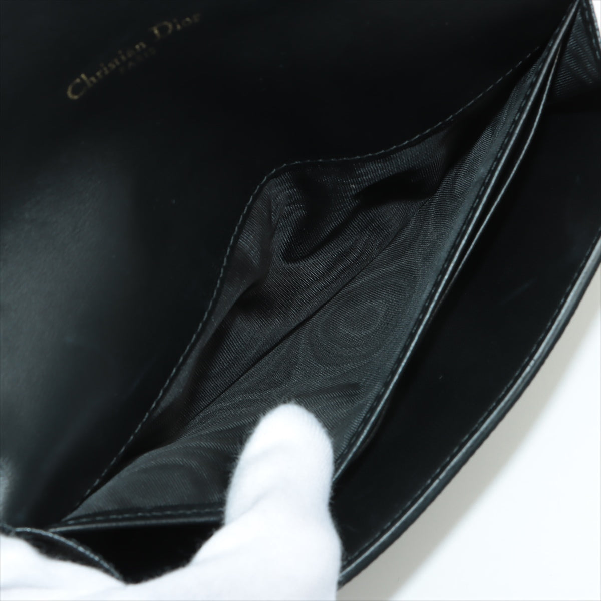 Christian Dior Saddle Leather Chain Wallet Black