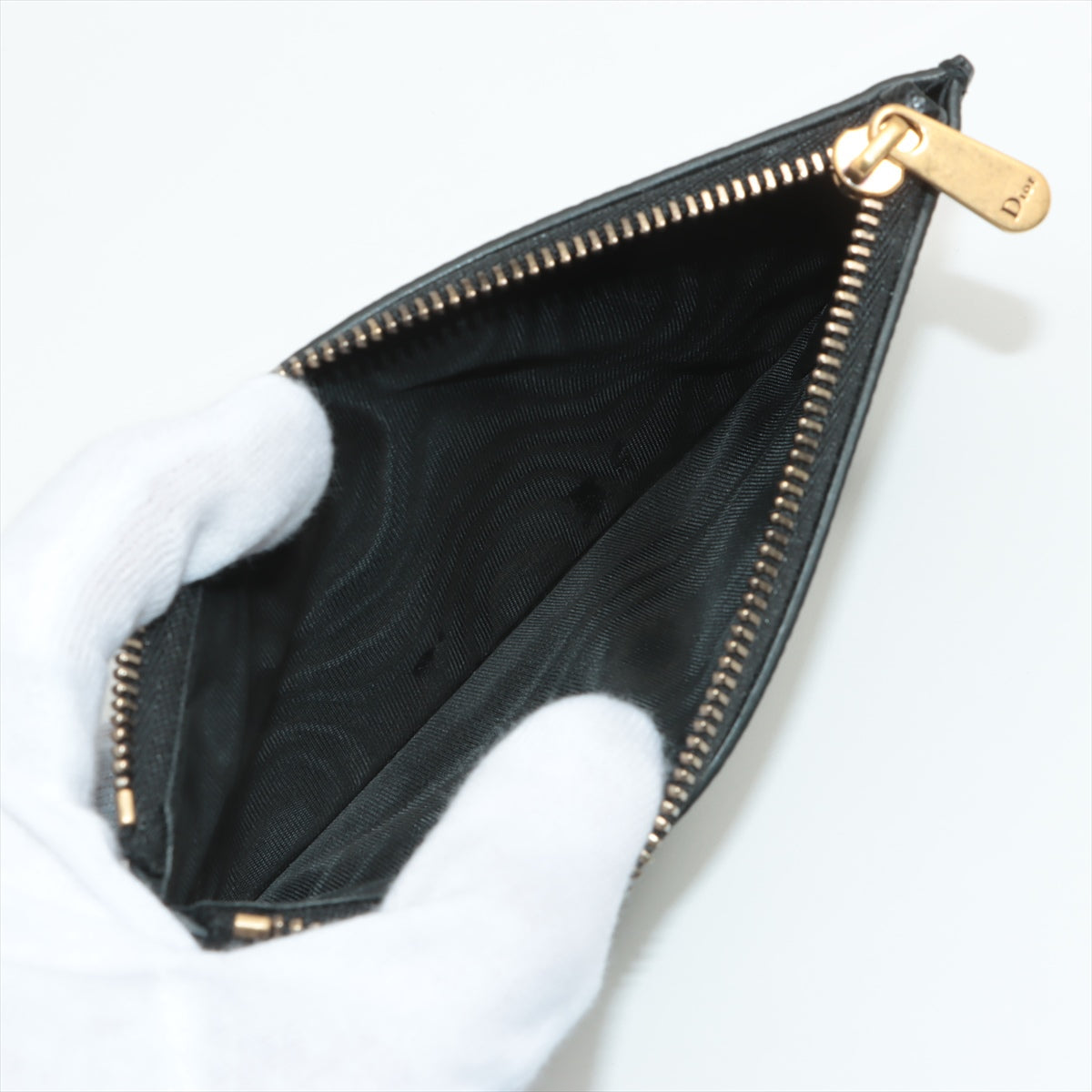 Christian Dior Saddle Leather Chain Wallet Black