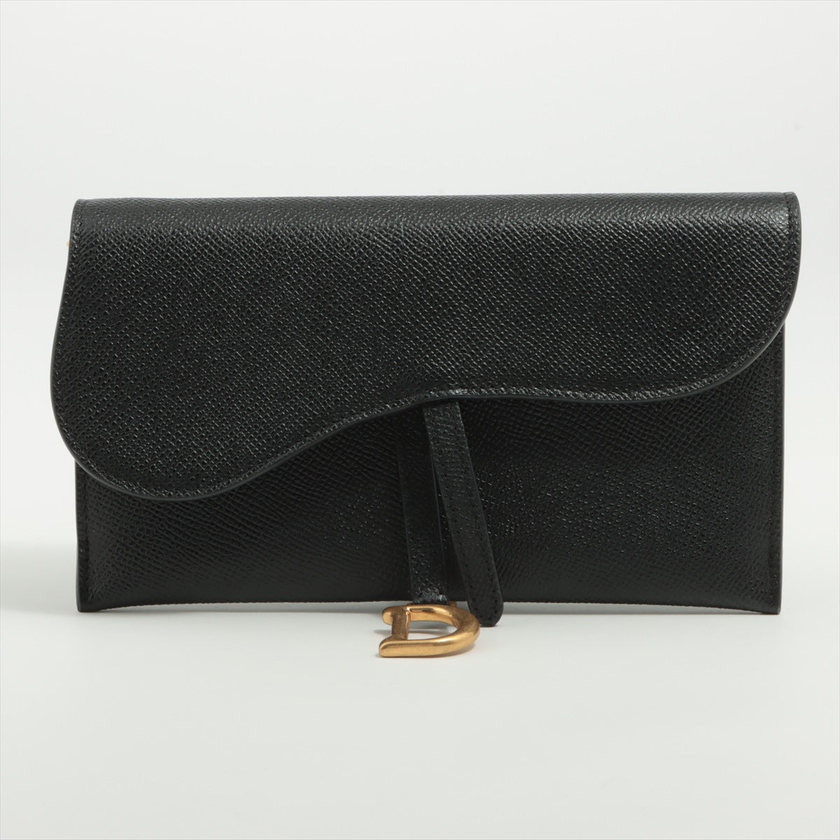 Christian Dior Saddle Leather Chain Wallet Black