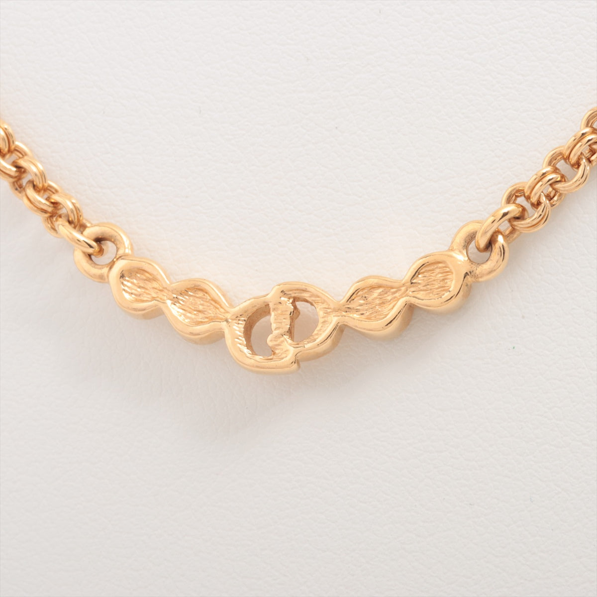 Christian Dior Logo Rhinestone Gold Necklace Costume Jewellery