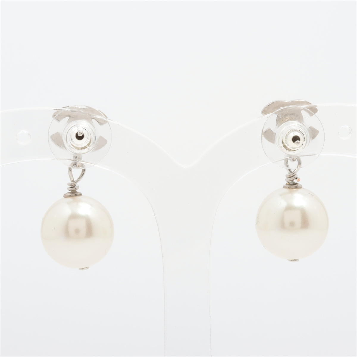 Chanel Coco Logo Rhinestone Pearl Drop Earrings Costume Jewellery