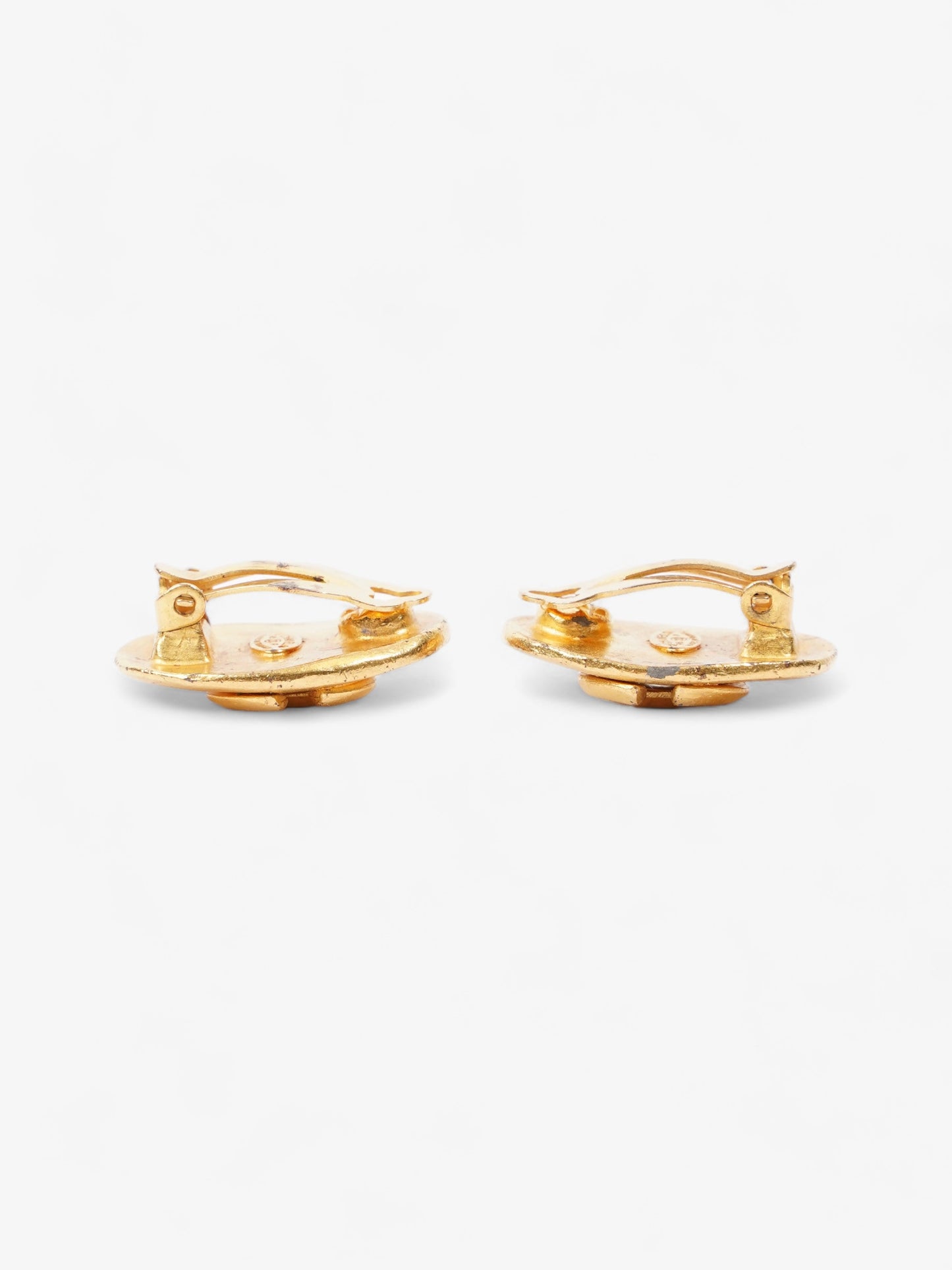 Chanel Oval Clip-On 96P Earrings Gold Gold Plated