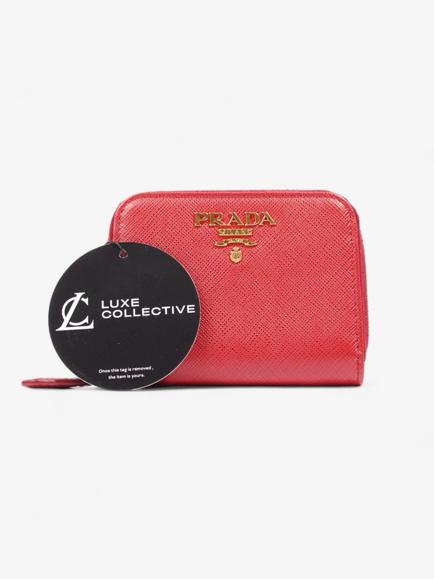 Prada Zip Around Wallet Red Saffiano Leather