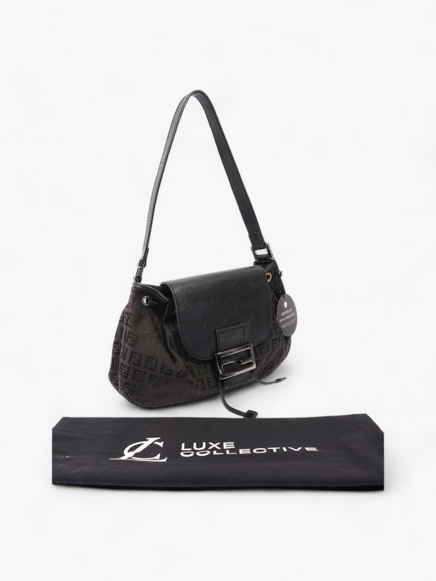 Fendi Zucchino Baguette Zucca / Black Canvas