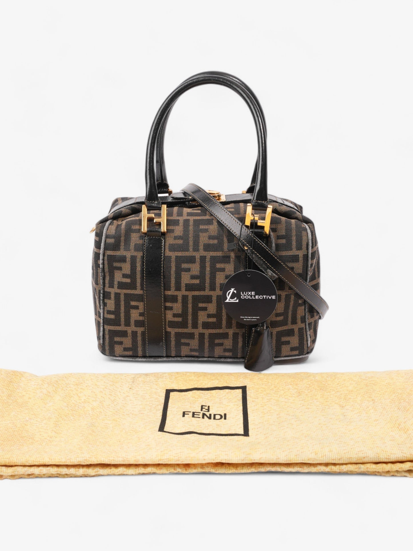 Fendi Two Way Boston Bag Zucca Canvas