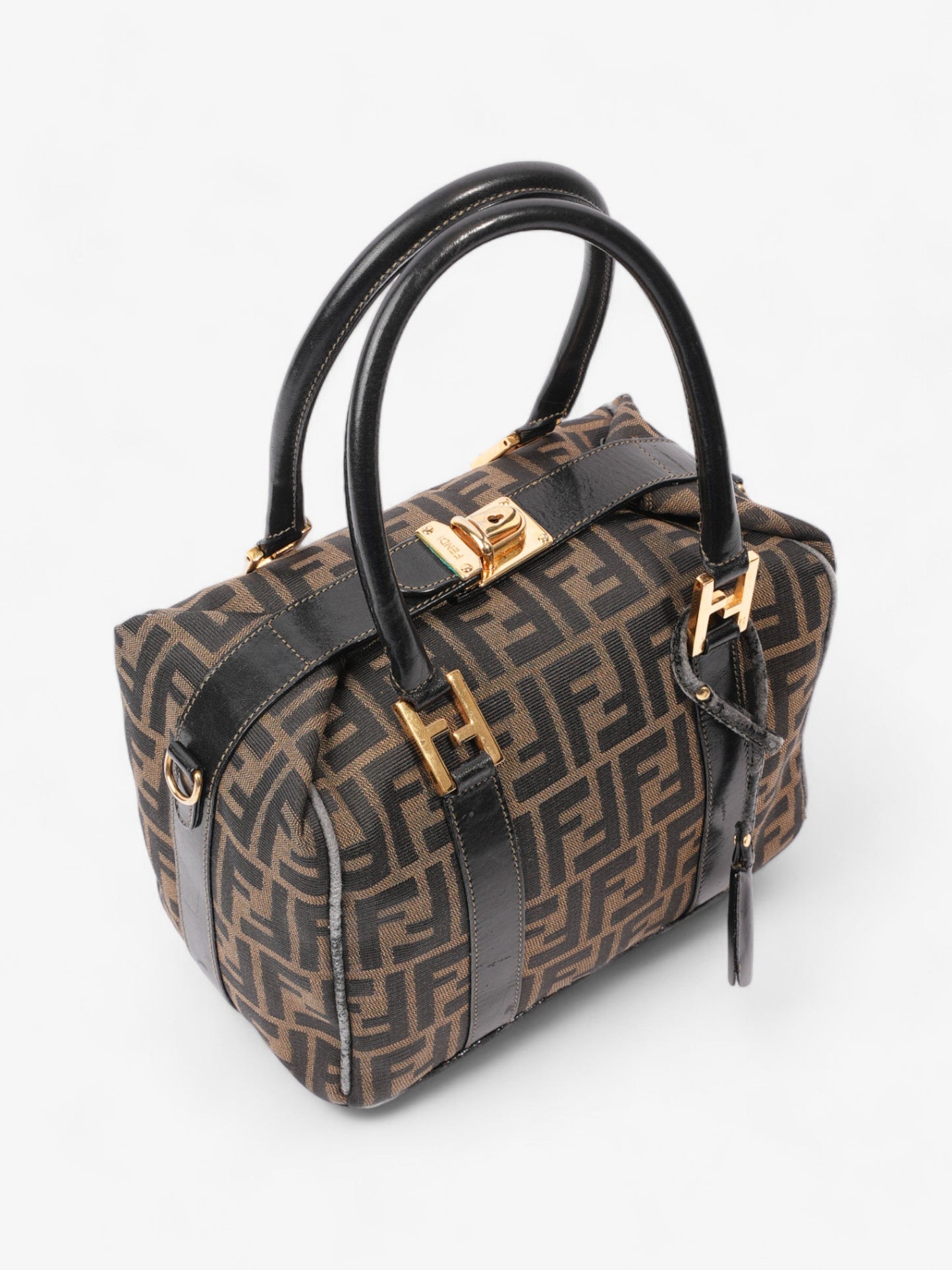 Fendi Two Way Boston Bag Zucca Canvas