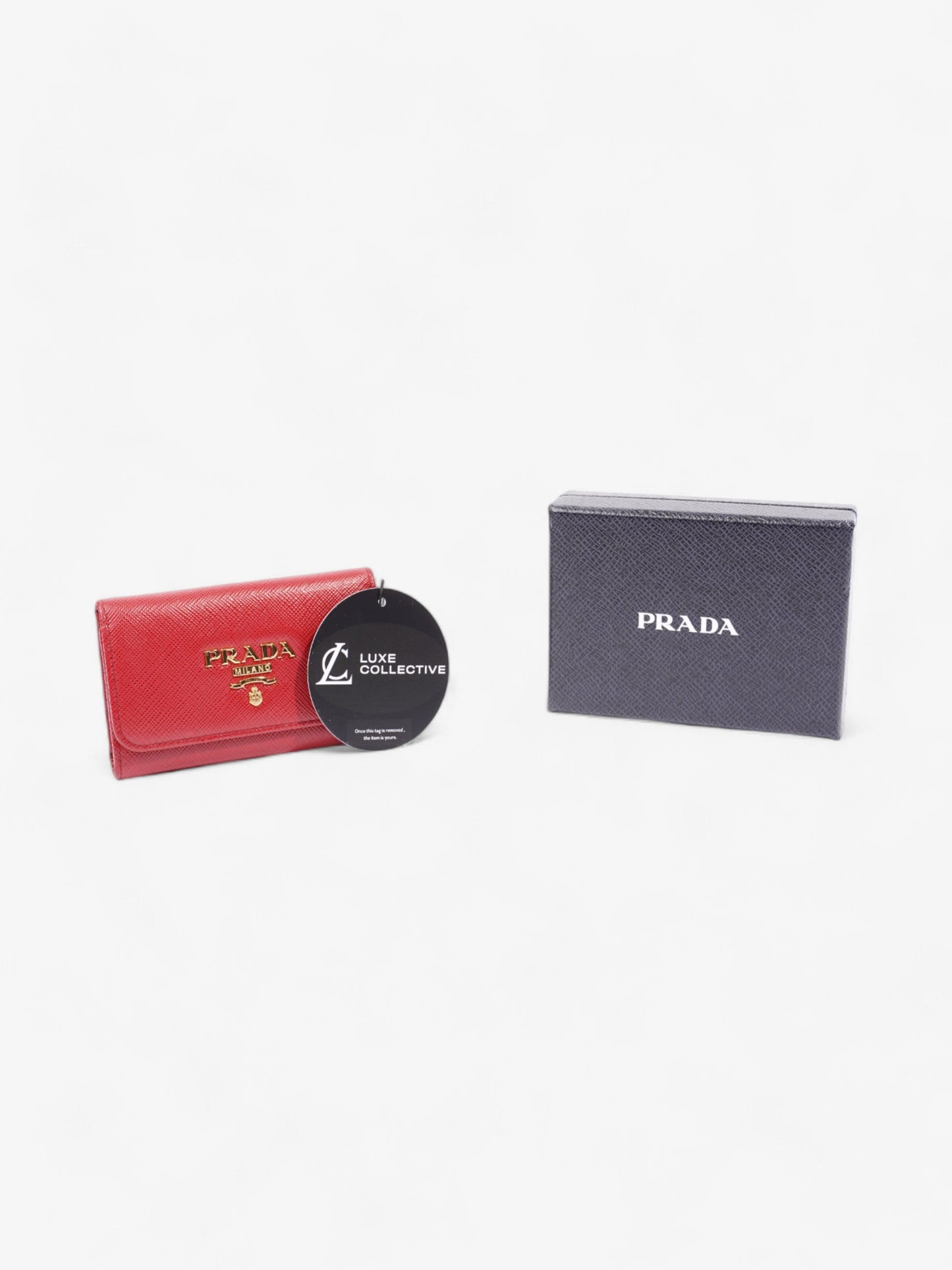 Prada Key Case Red Saffiano Leather