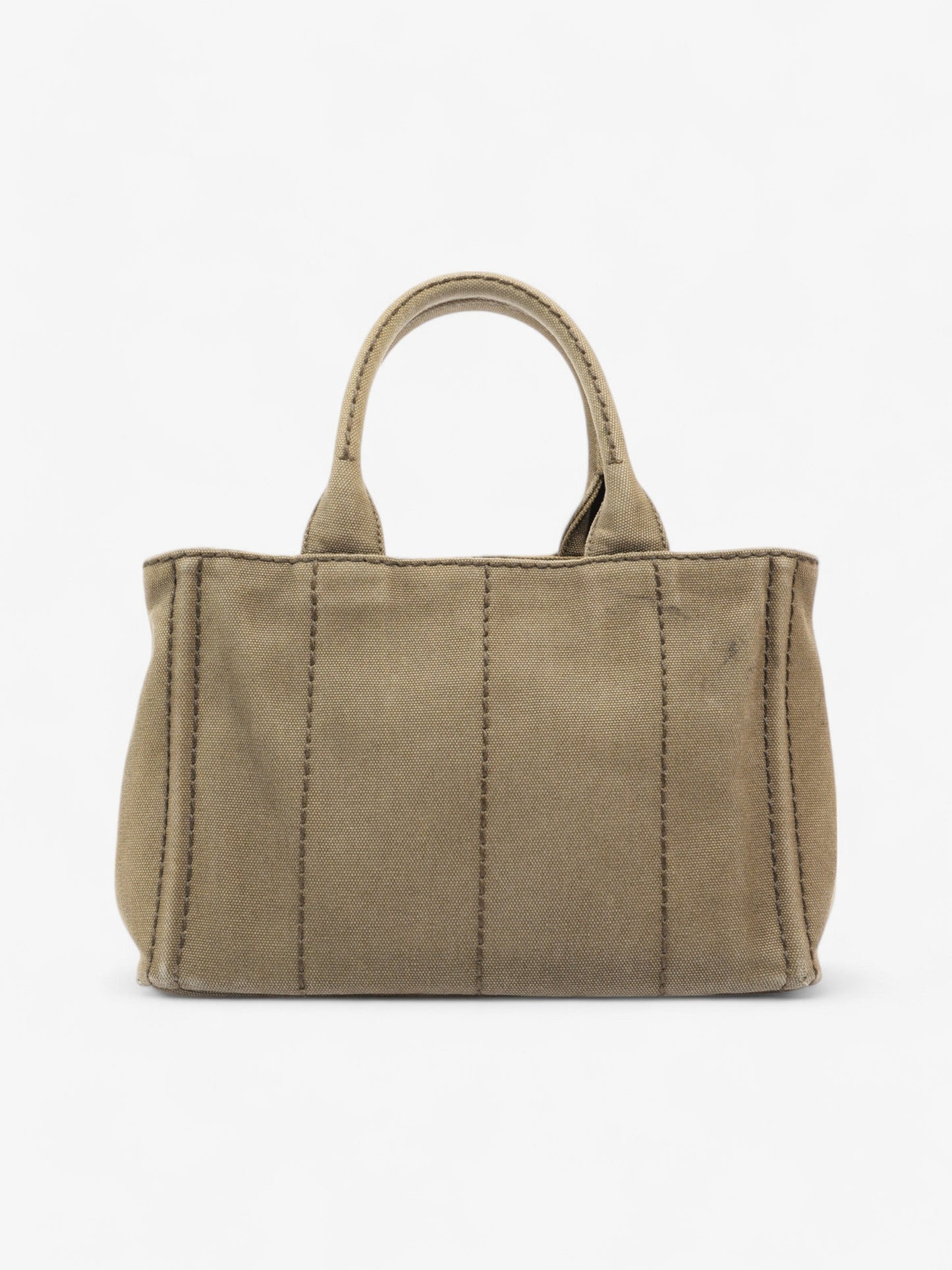 Prada Canapa 2 Way Handbag Khaki Cotton