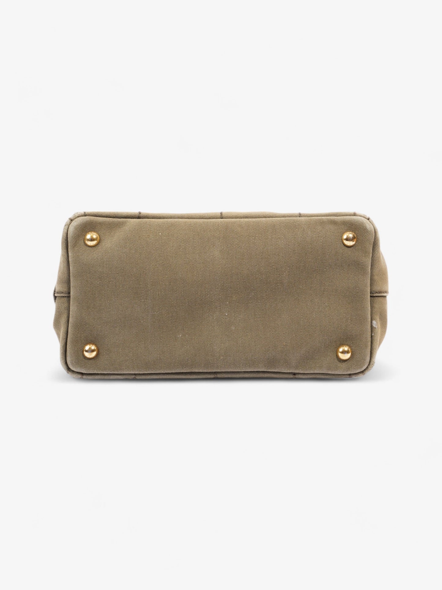 Prada Canapa 2 Way Handbag Khaki Cotton