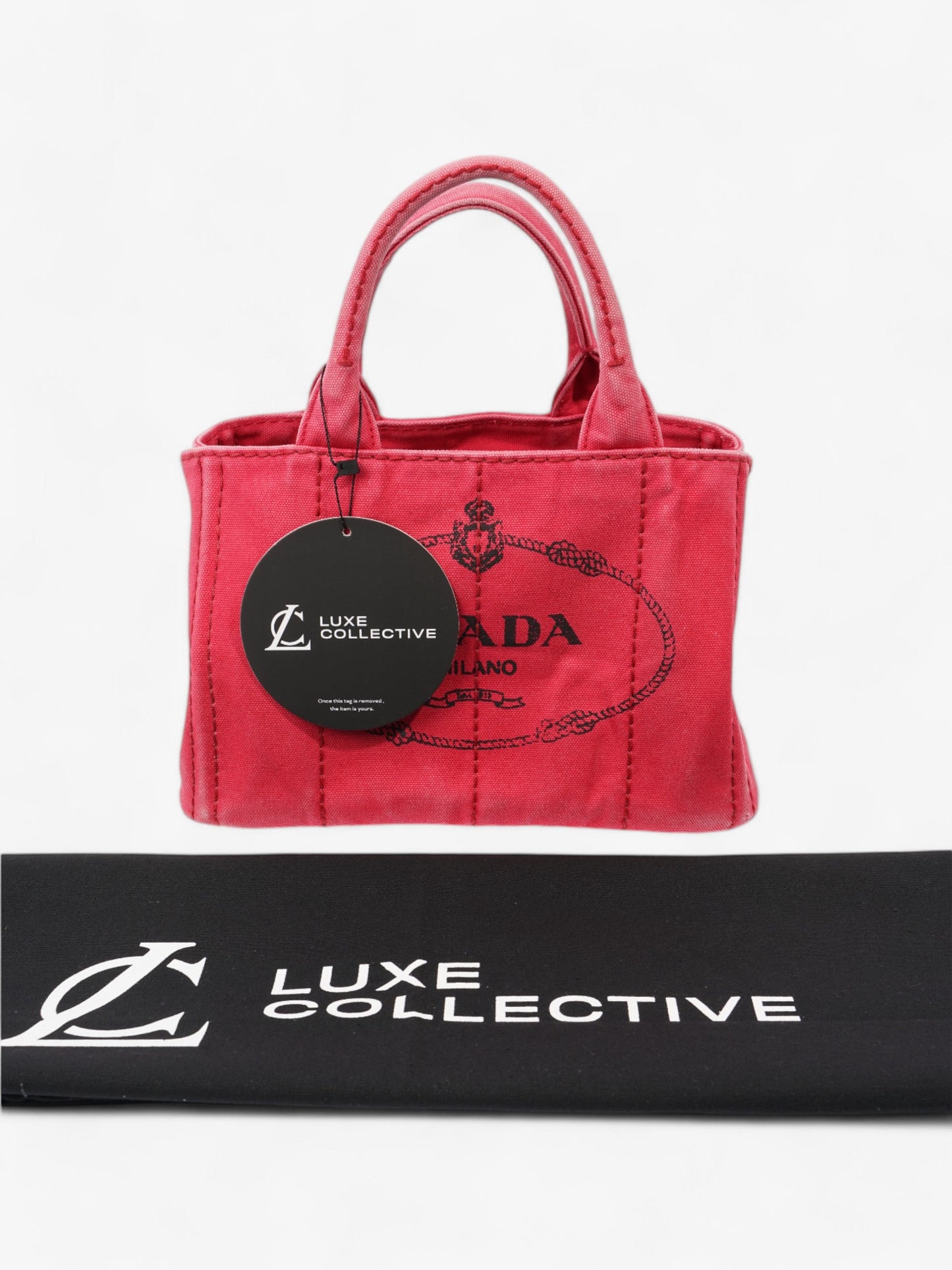 Prada Canapa 2 Way Handbag Red Cotton
