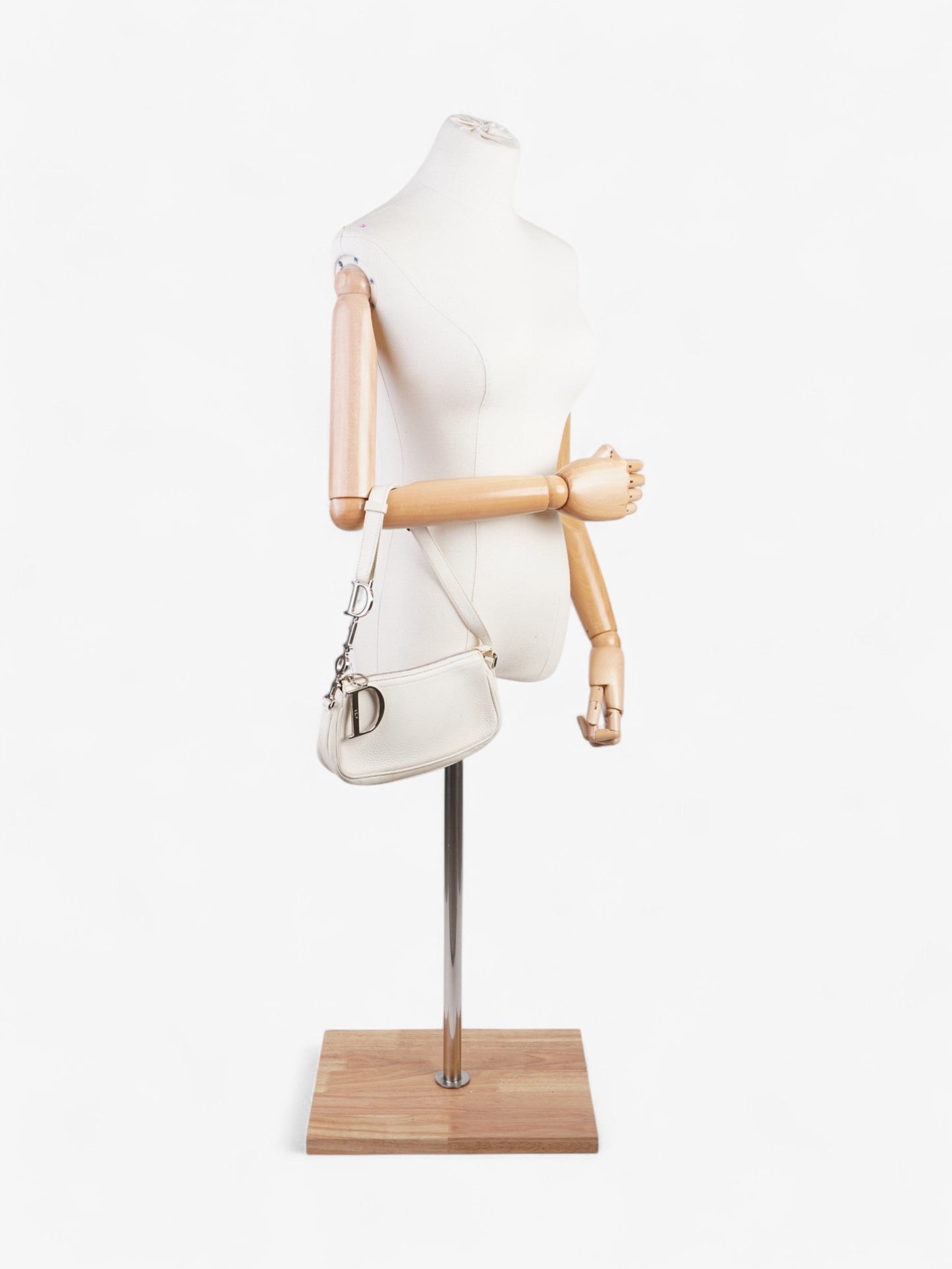 Christian Dior Charms Shoulder Bag White Leather