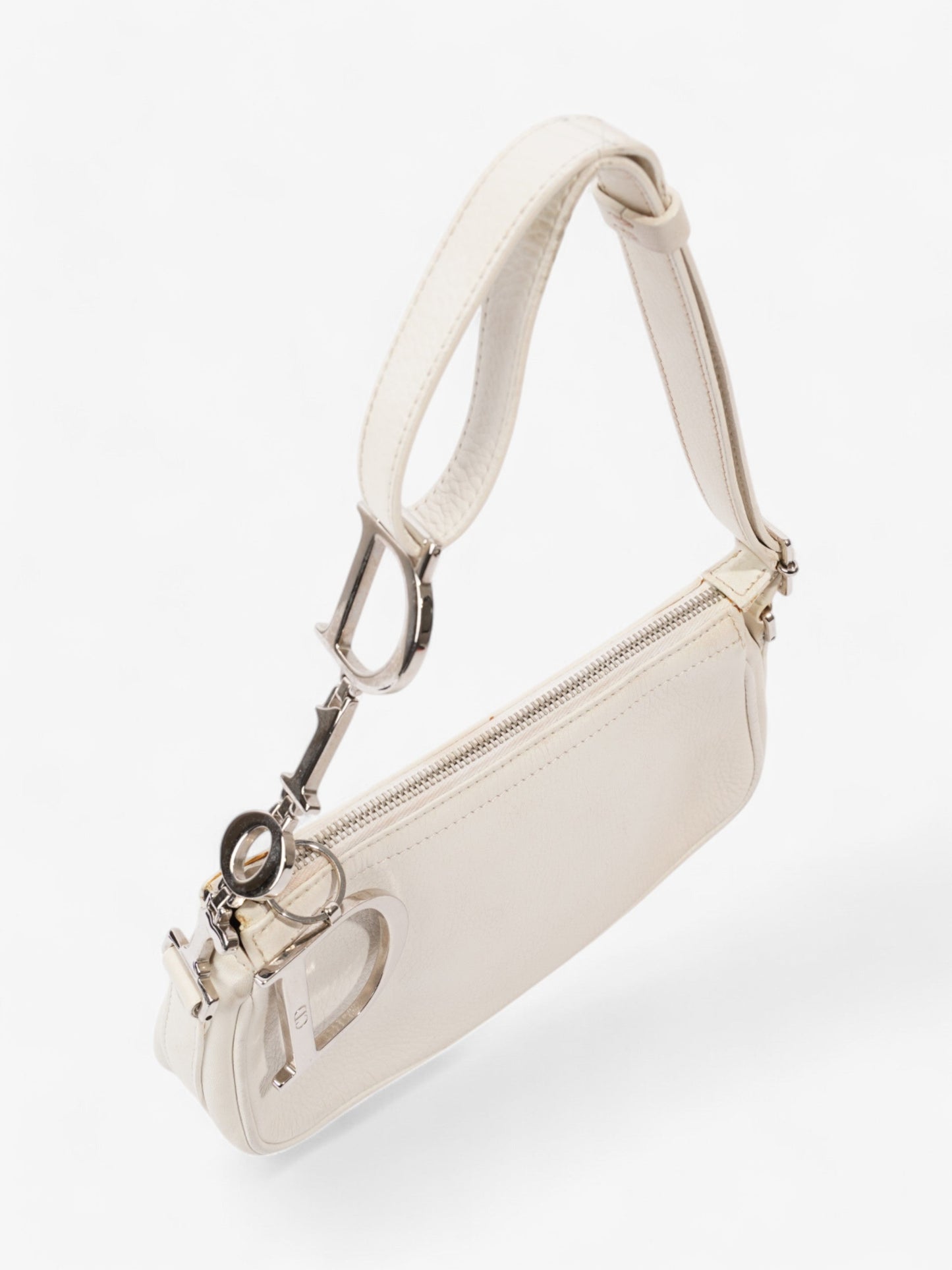 Christian Dior Charms Shoulder Bag White Leather