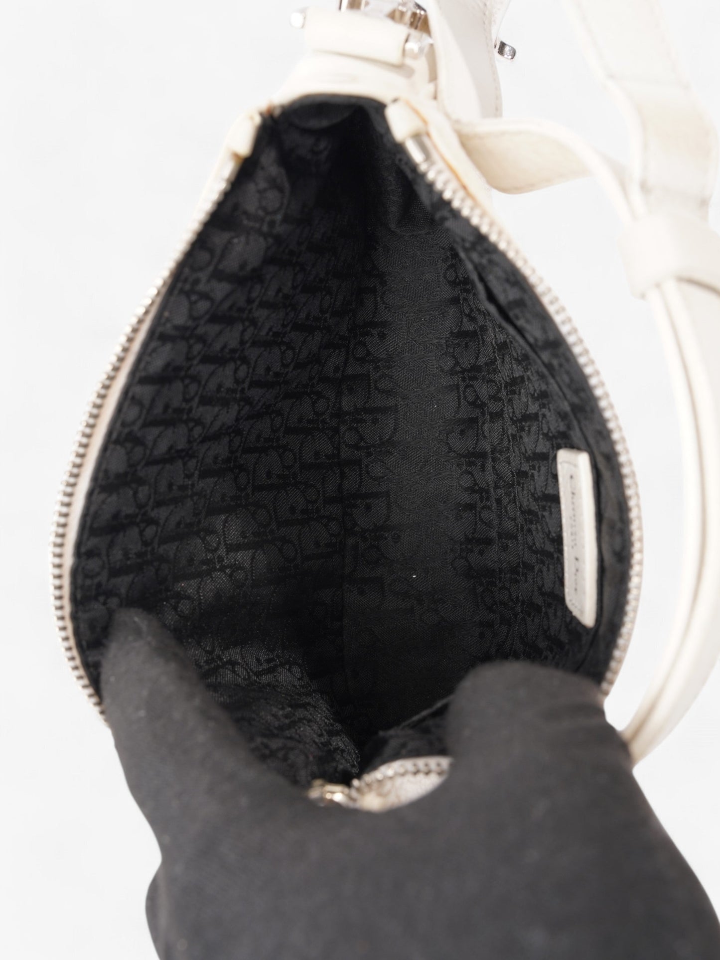 Christian Dior Charms Shoulder Bag White Leather