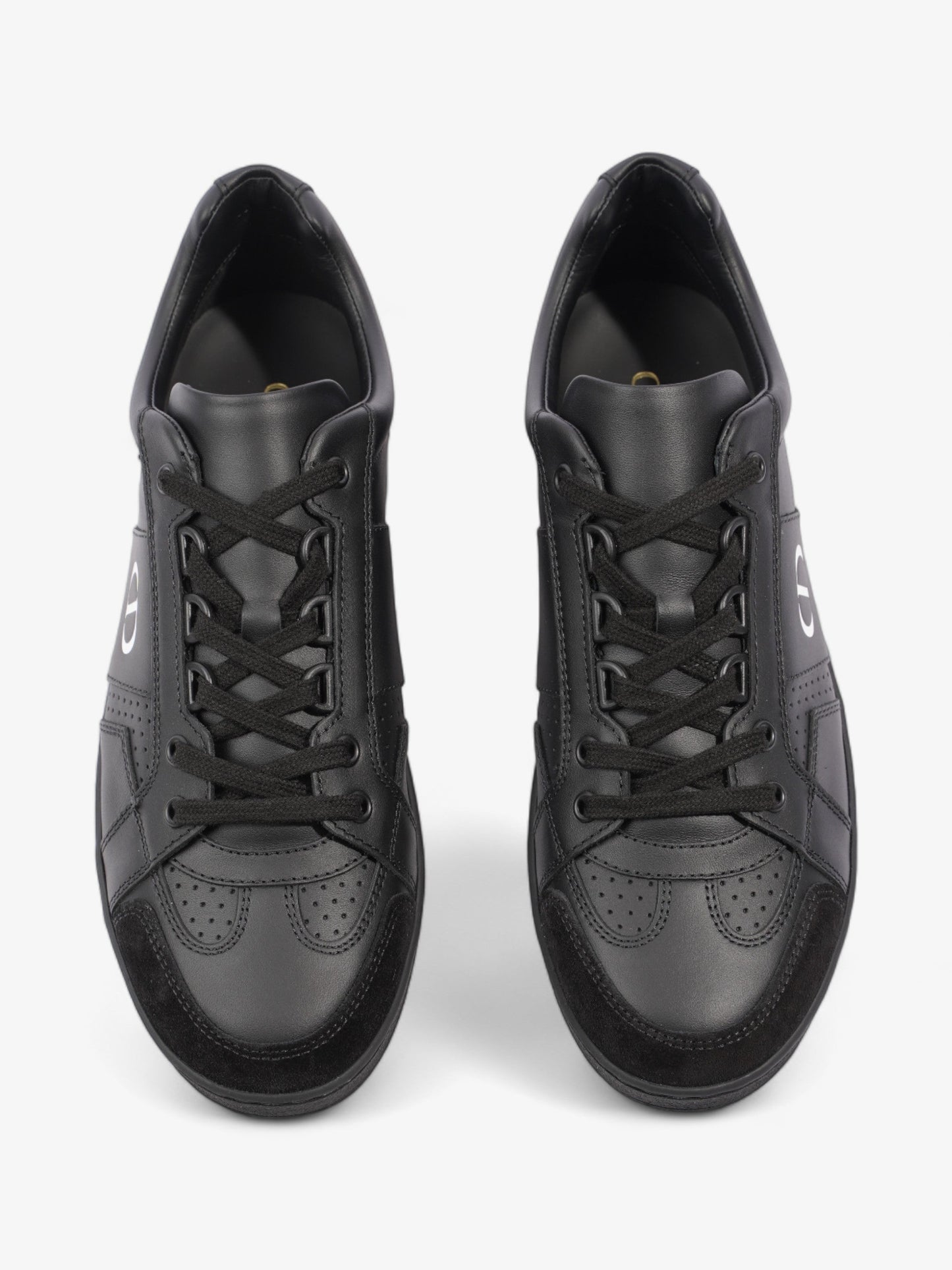 Christian Dior CD Low Top Sneakers Black / White Leather EU 38 UK 5
