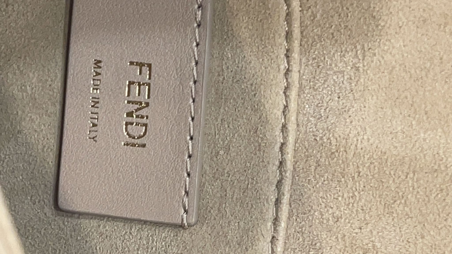 FENDI Kan U Small Embossed Leather Crossbody Bag Brown