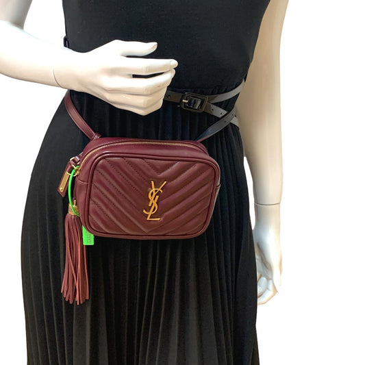 YVES SAINT LAURENT Lou Calfskin Leather Crossbody Belt Bag Red