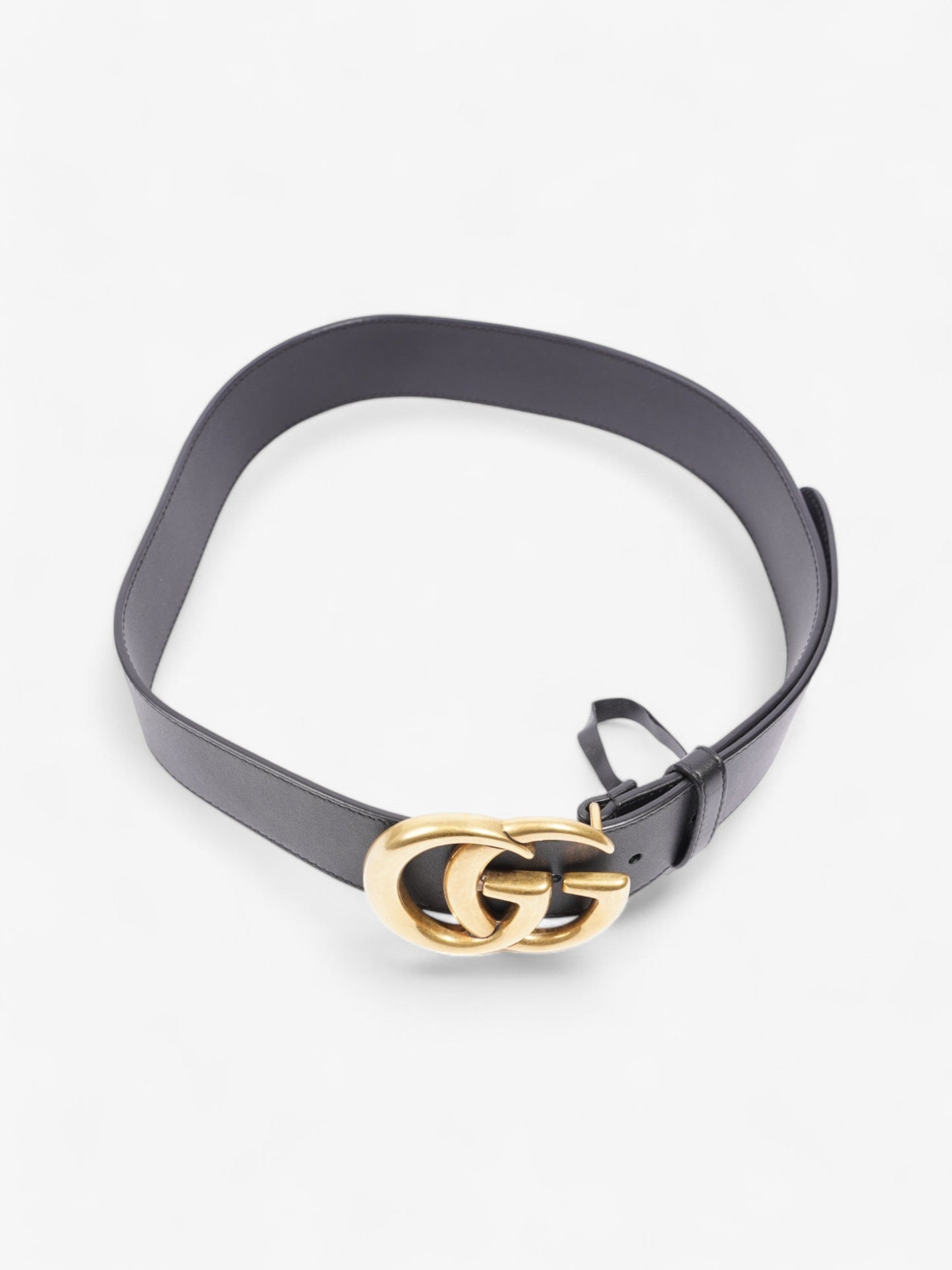 Gucci GG Marmont Wide Belt Blackk / Gold Leather 75cm / 30"