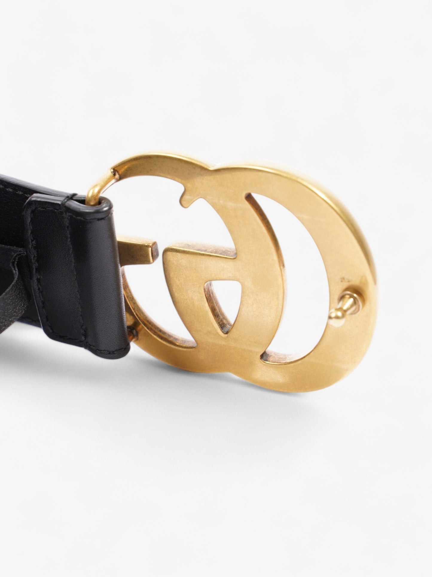 Gucci GG Marmont Wide Belt Blackk / Gold Leather 75cm / 30"