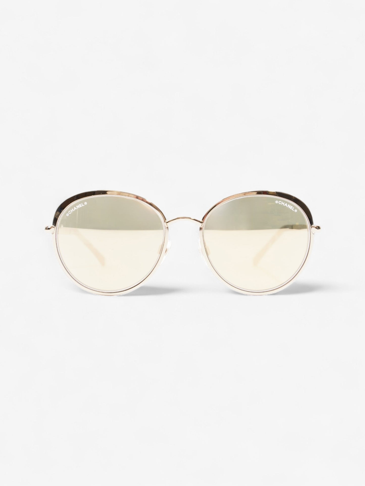 Chanel Round Mirror Sunglasses Gold Acetate 140mm