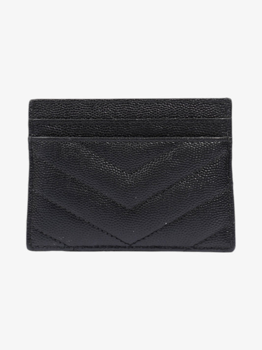 Saint Laurent Monogram Card Holder Black / Gold Grained Leather