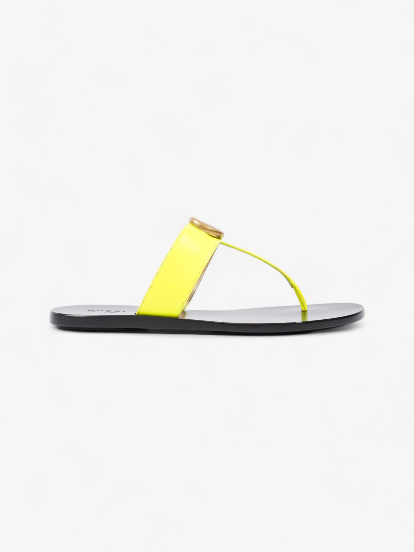 Gucci Thong Sandals with Double G Fluorescent Yellow Leather EU 38.5 UK 5.5