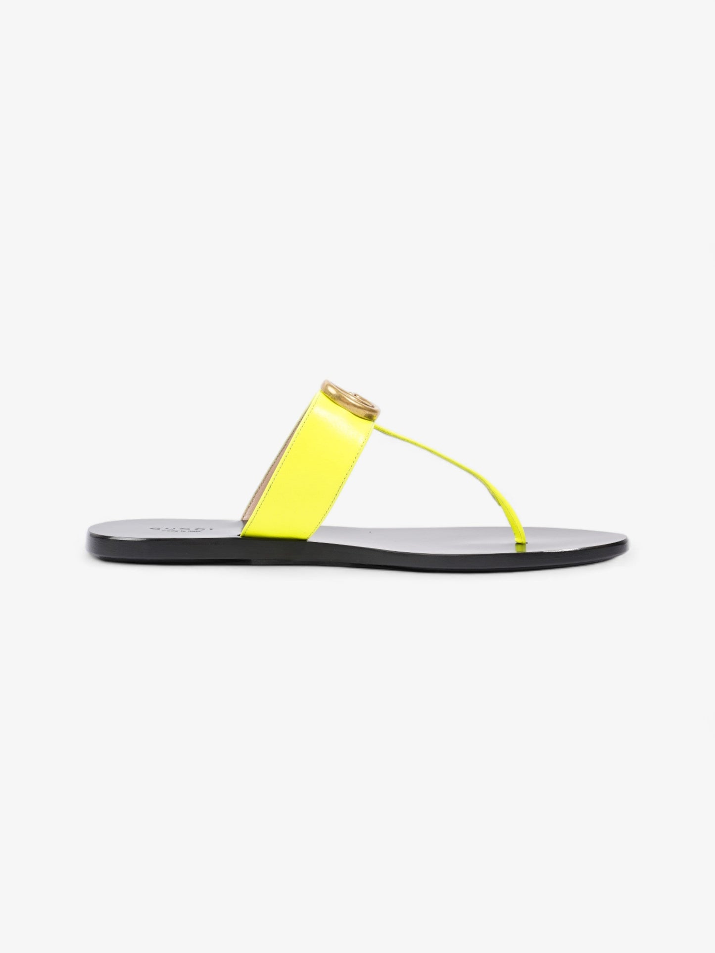 Gucci Thong Sandals with Double G Fluorescent Yellow Leather EU 38.5 UK 5.5