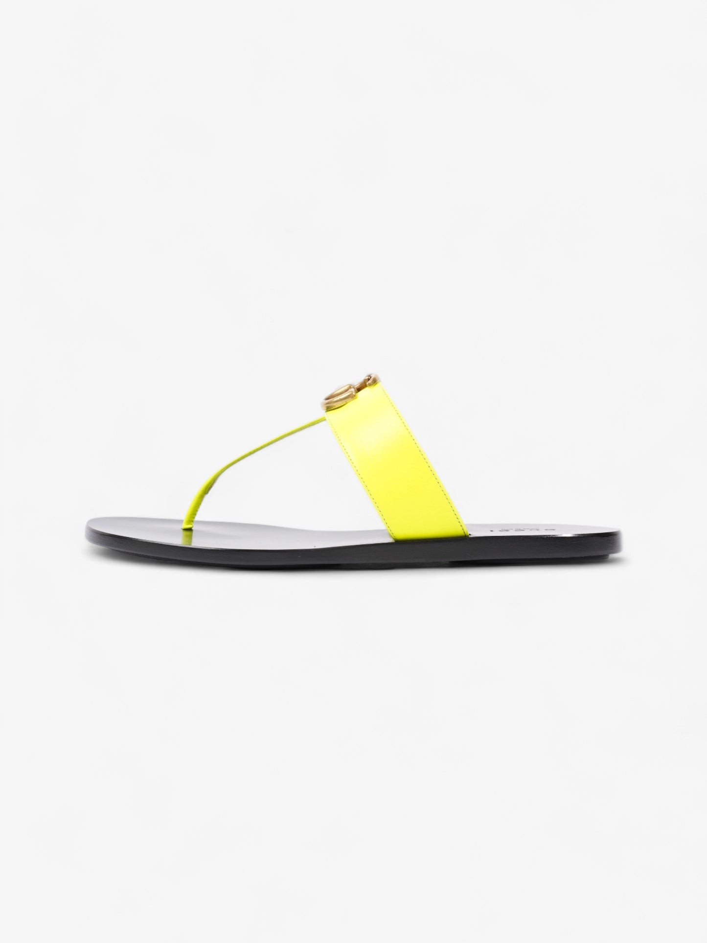 Gucci Thong Sandals with Double G Fluorescent Yellow Leather EU 38.5 UK 5.5