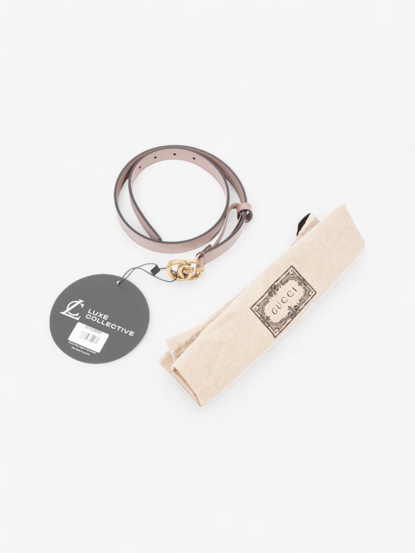 Gucci GG Marmont Thin Belt Dusty Pink / Gold Leather 70cm / 28"