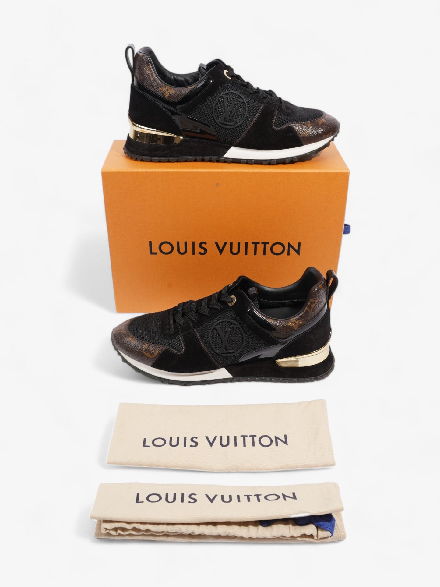 Louis Vuitton Run Away Sneakers Black / Monogram Suede EU 39 UK 6