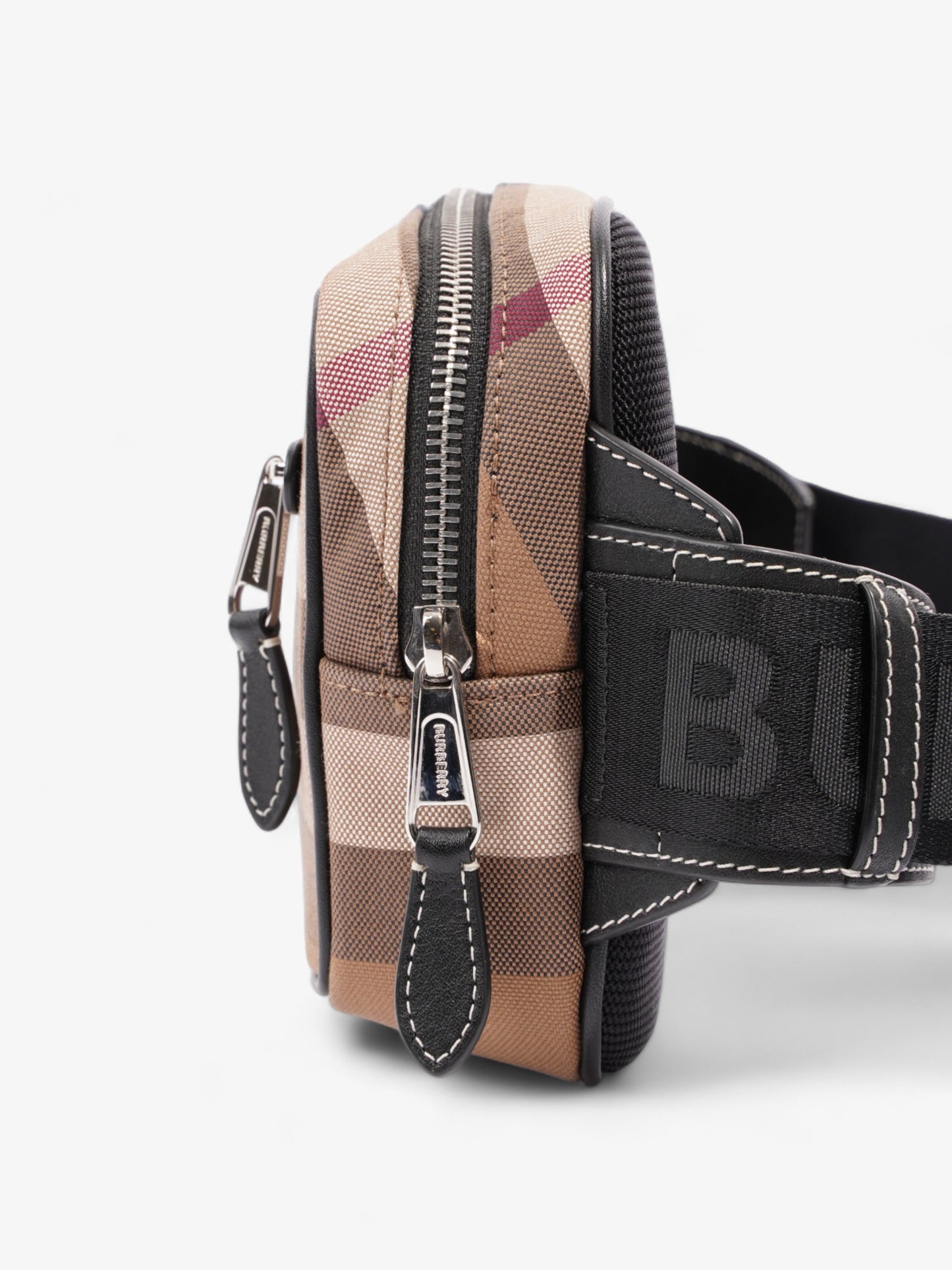 Burberry Double Zip Belt Bag Dark Birch Brown Cotton
