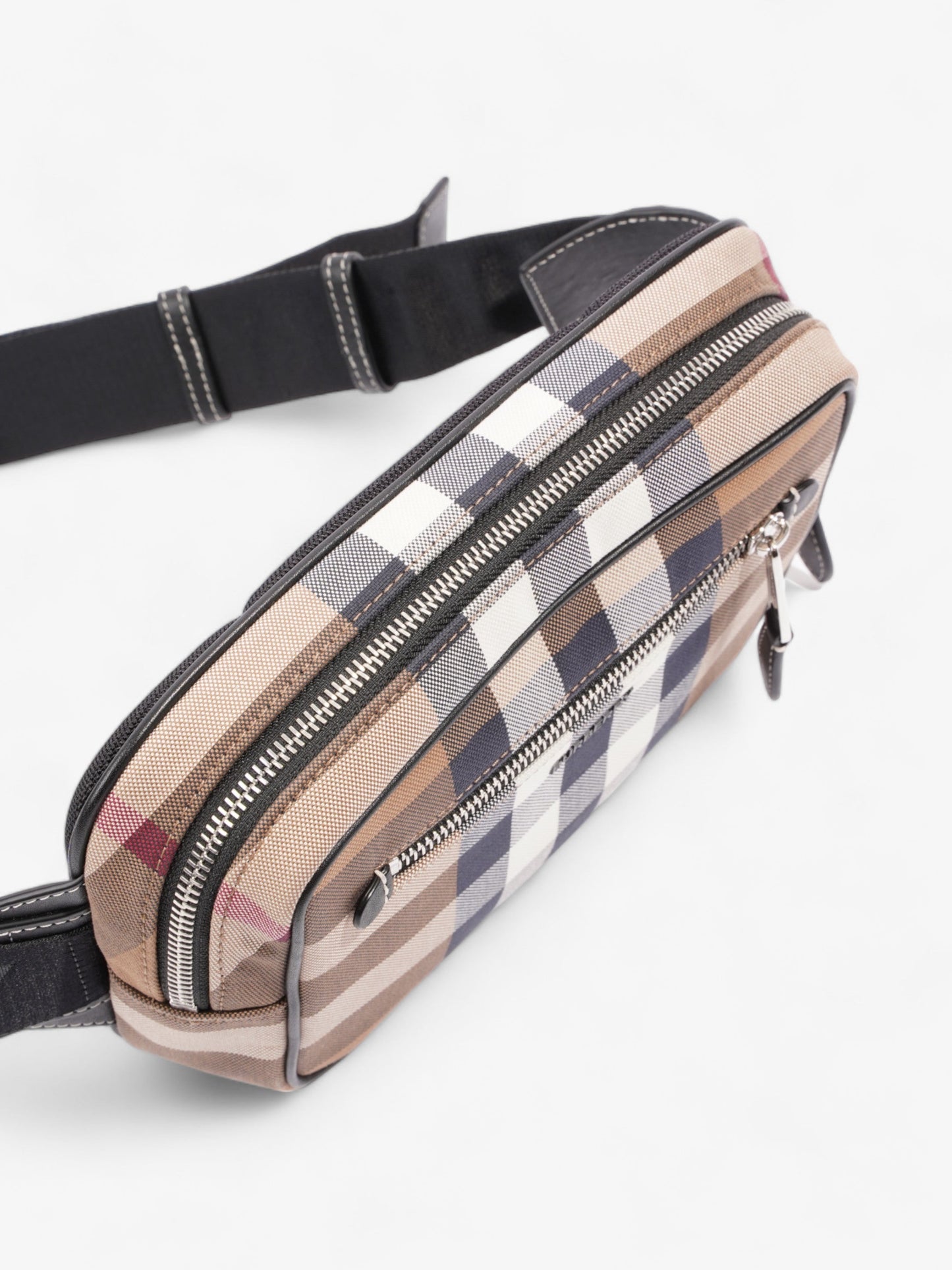 Burberry Double Zip Belt Bag Dark Birch Brown Cotton