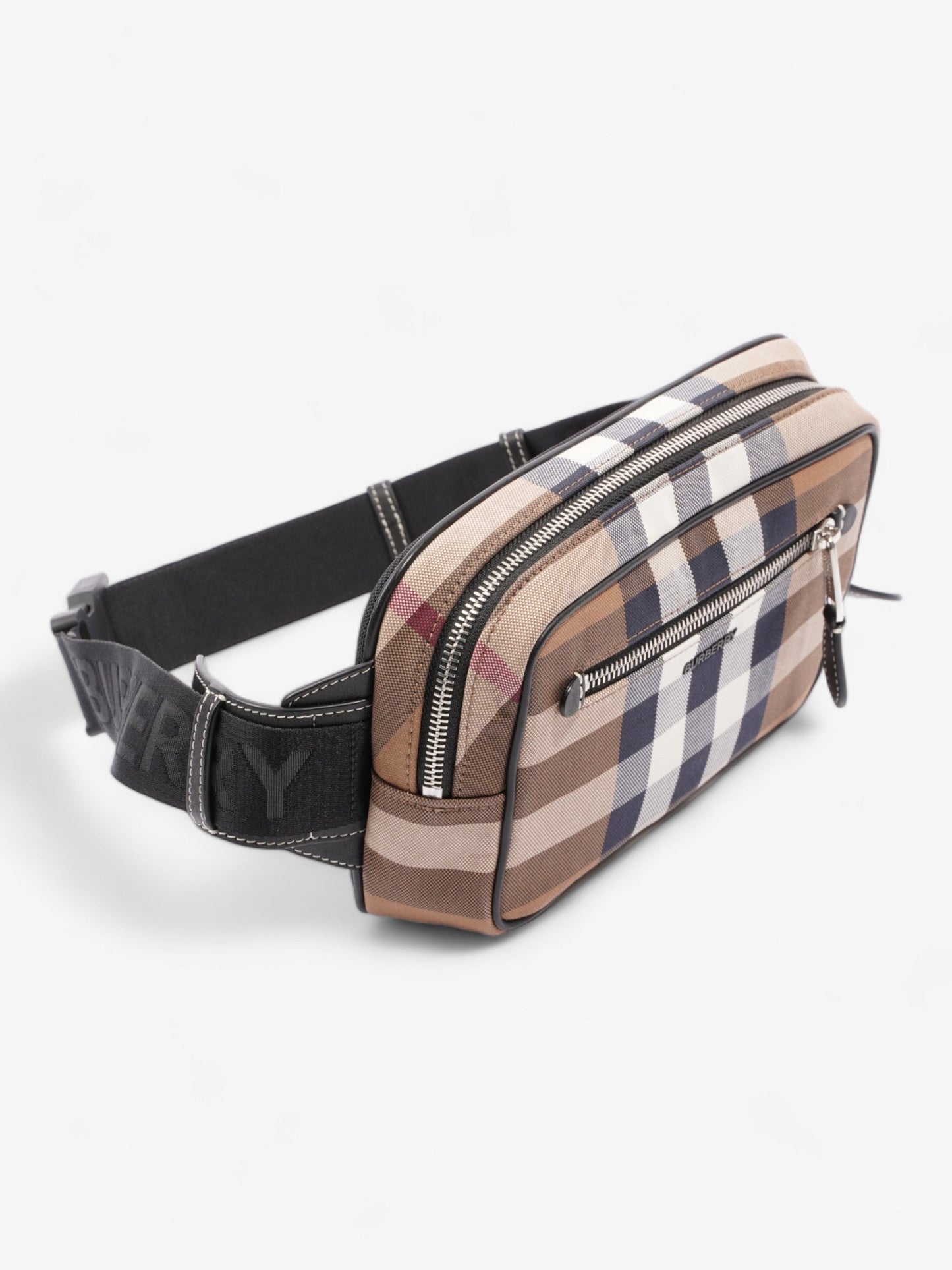 Burberry Double Zip Belt Bag Dark Birch Brown Cotton