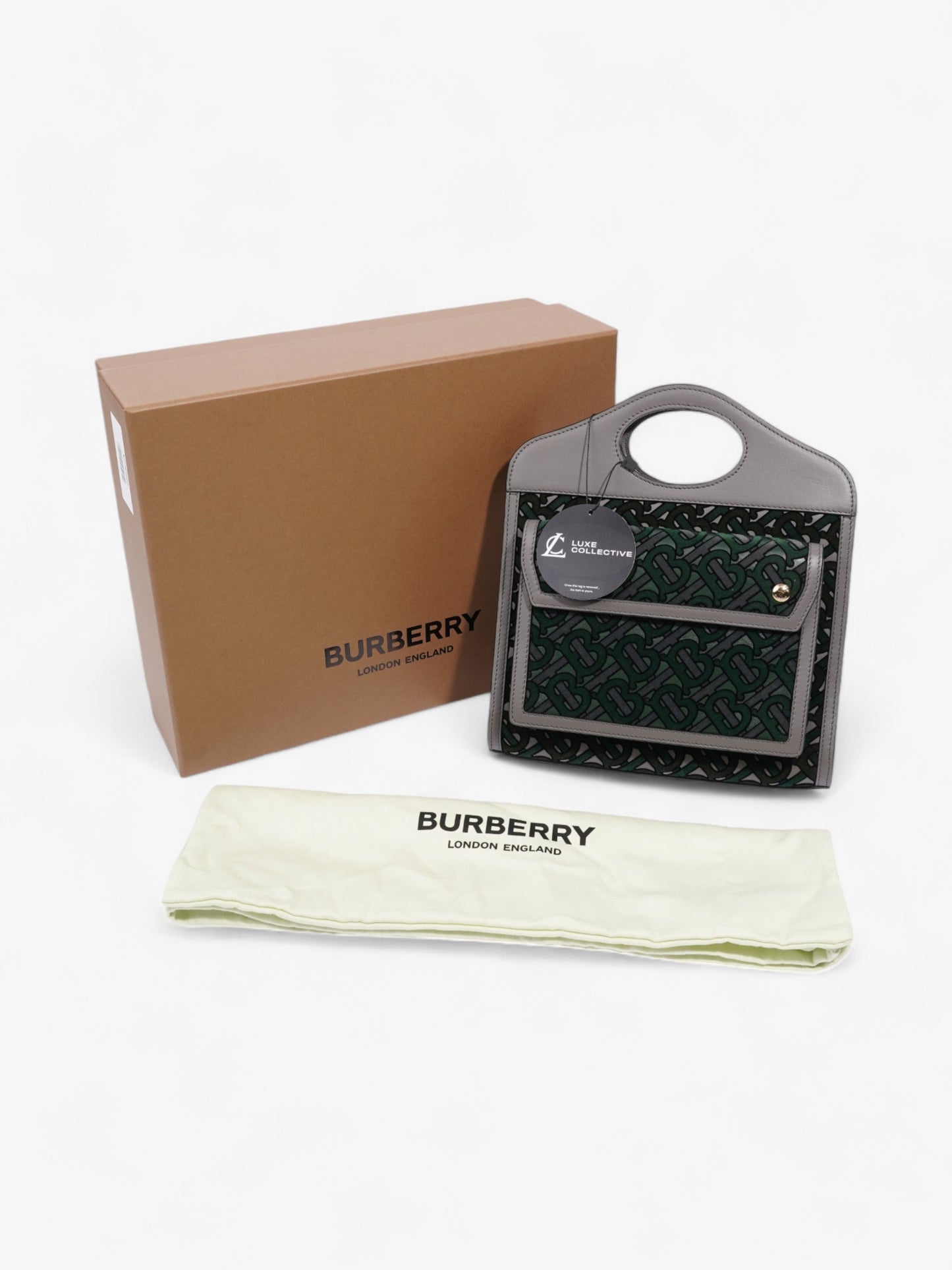 Burberry TB Pocket Bag Grey / Green Leather
