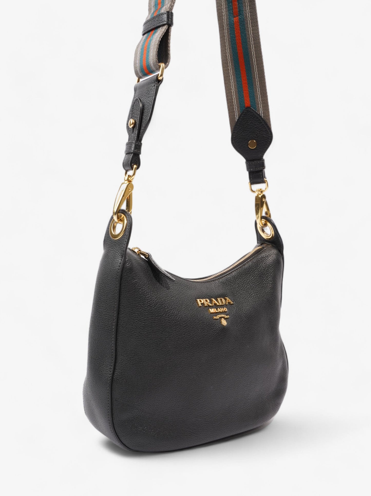 Prada Vitello Phenix Black Leather Medium
