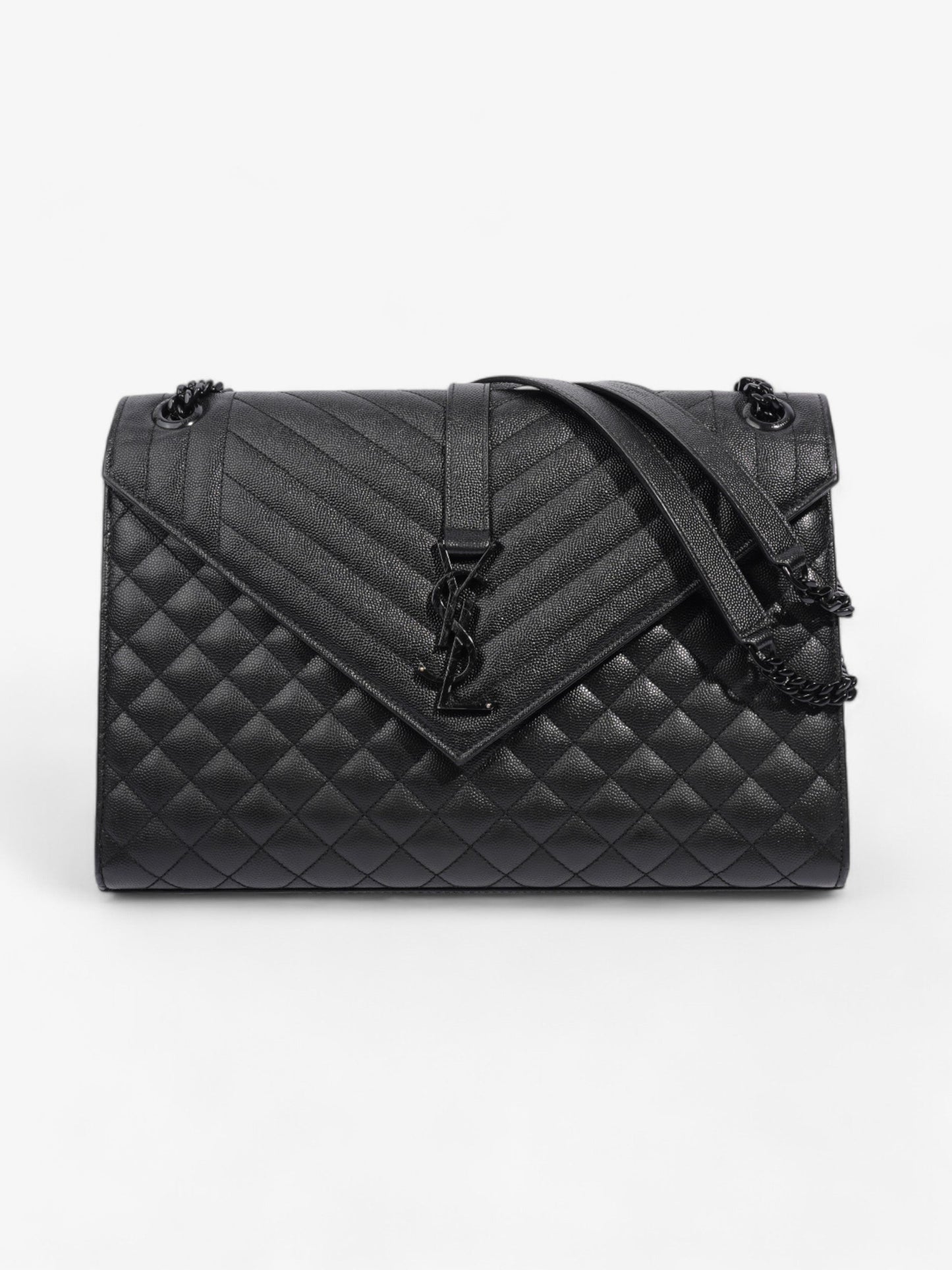 Saint Laurent Envelope Black Grained Leather Large