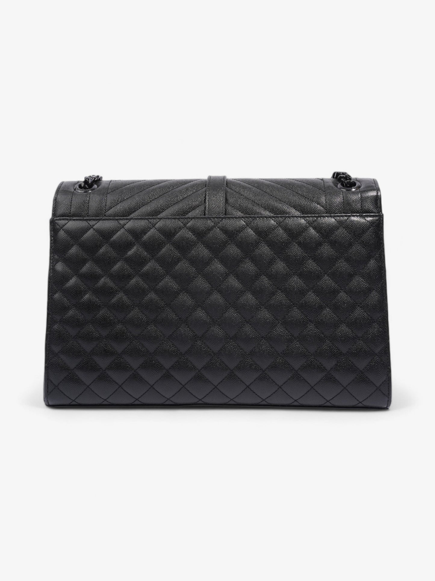 Saint Laurent Envelope Black Grained Leather Large