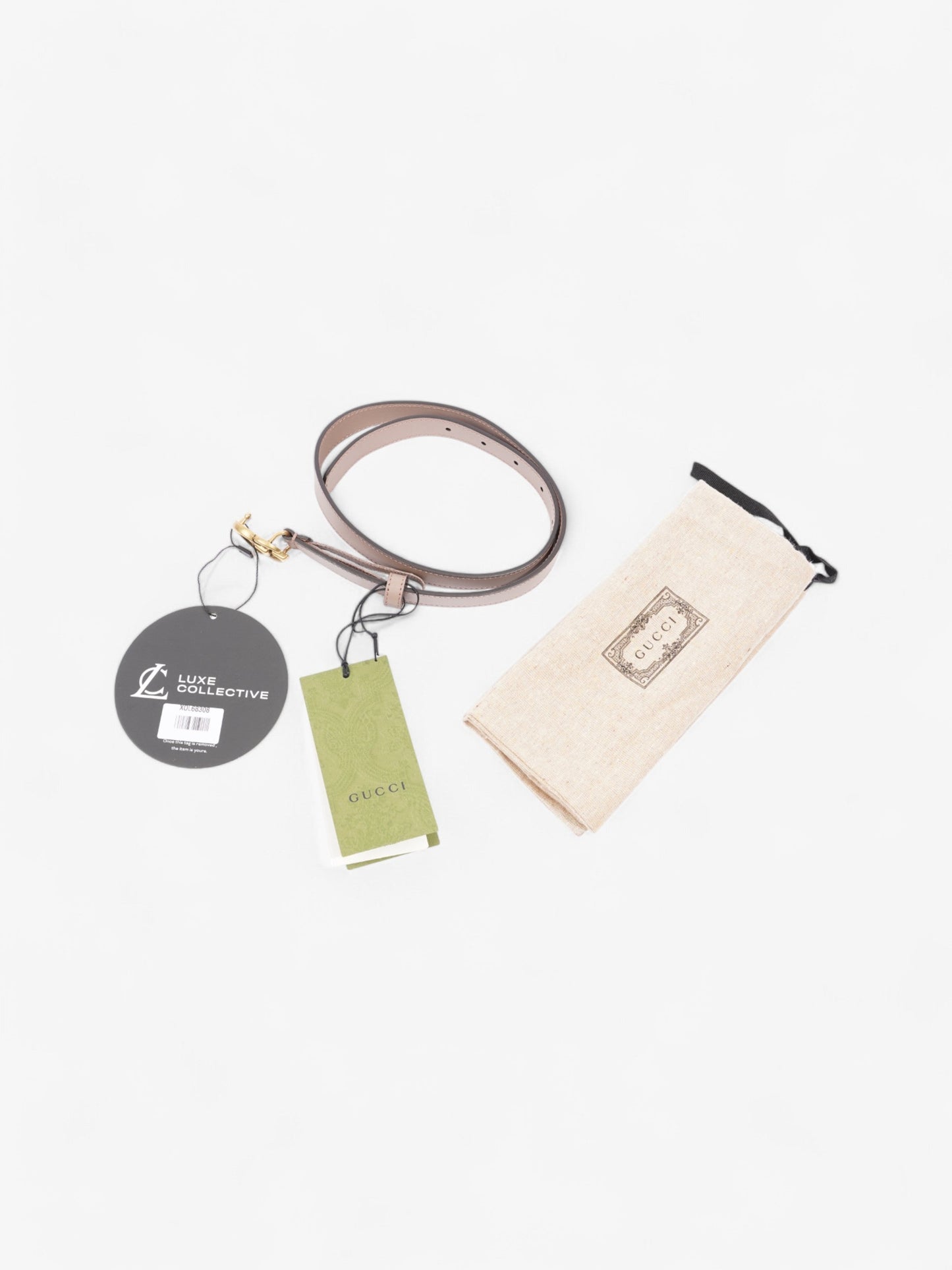 Gucci GG Marmont Thin Belt Dusty Rose / Gold Leather 70cm / 28"