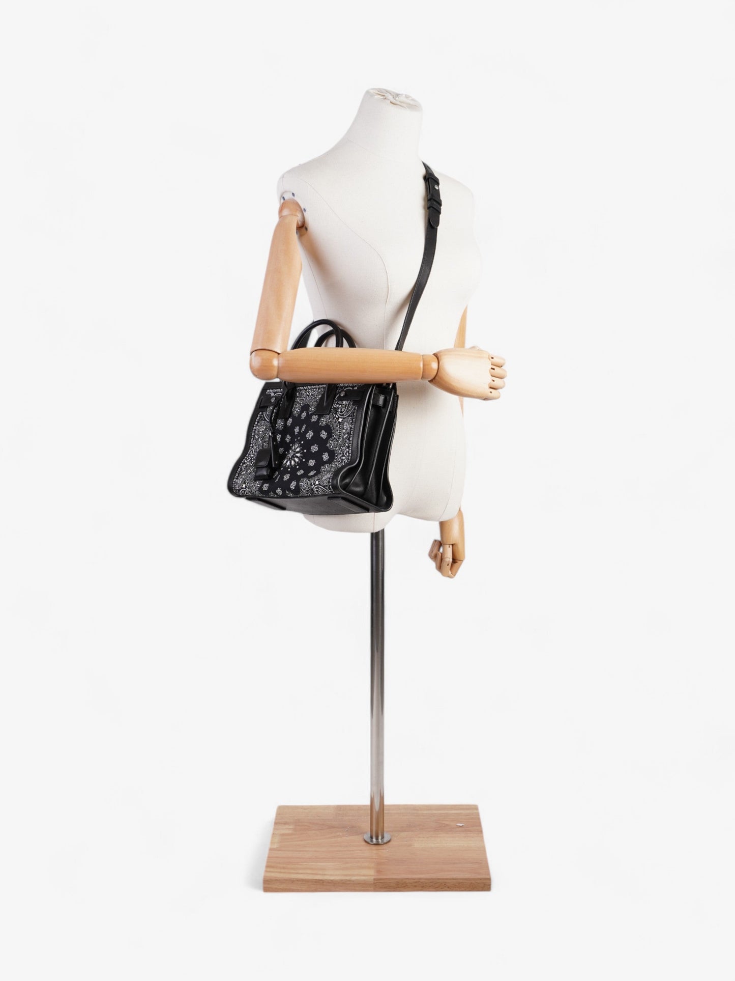 Saint Laurent Sac De Jour Bandana Black / White Calfskin Leather Baby