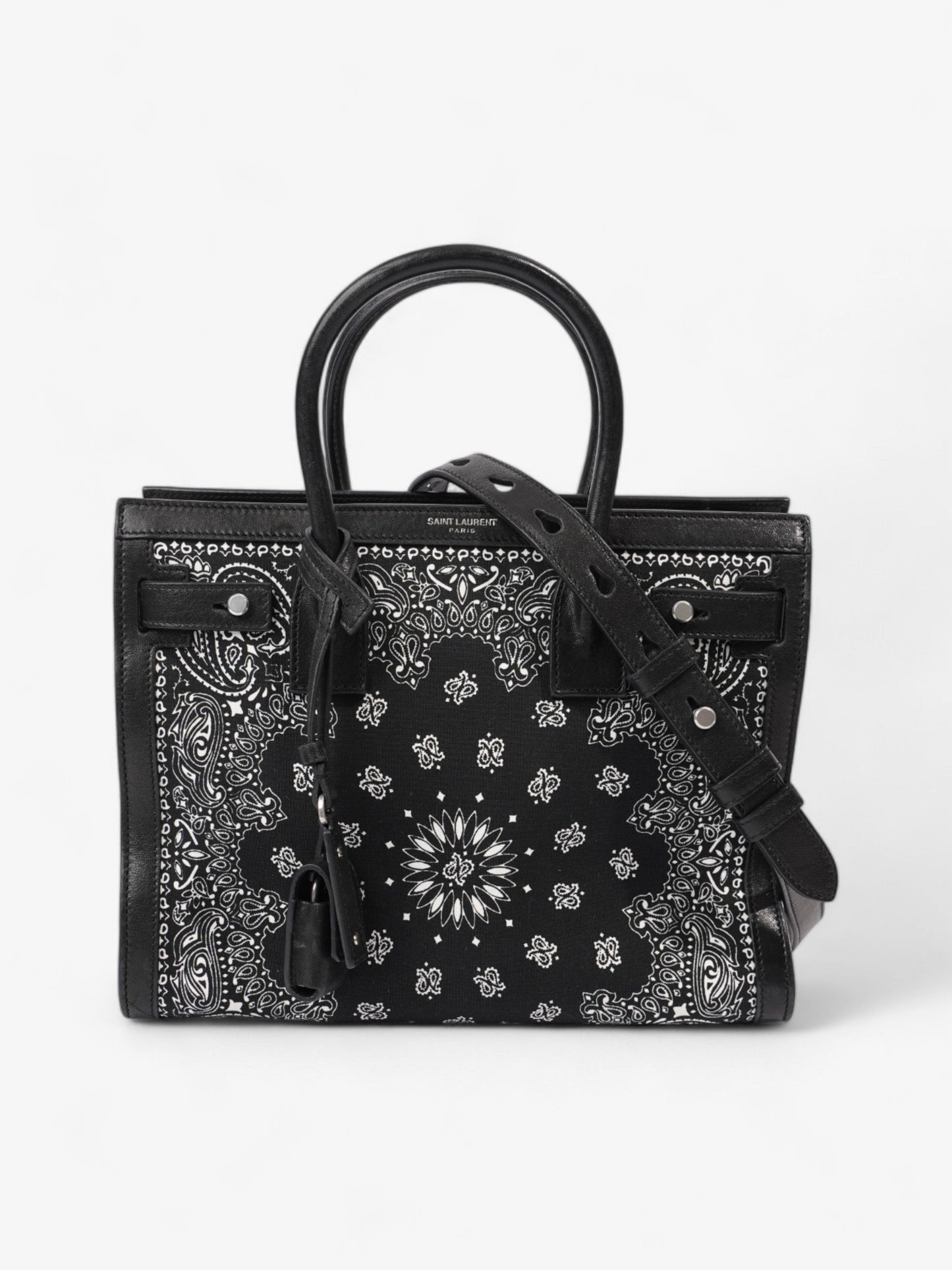 Saint Laurent Sac De Jour Bandana Black / White Calfskin Leather Baby