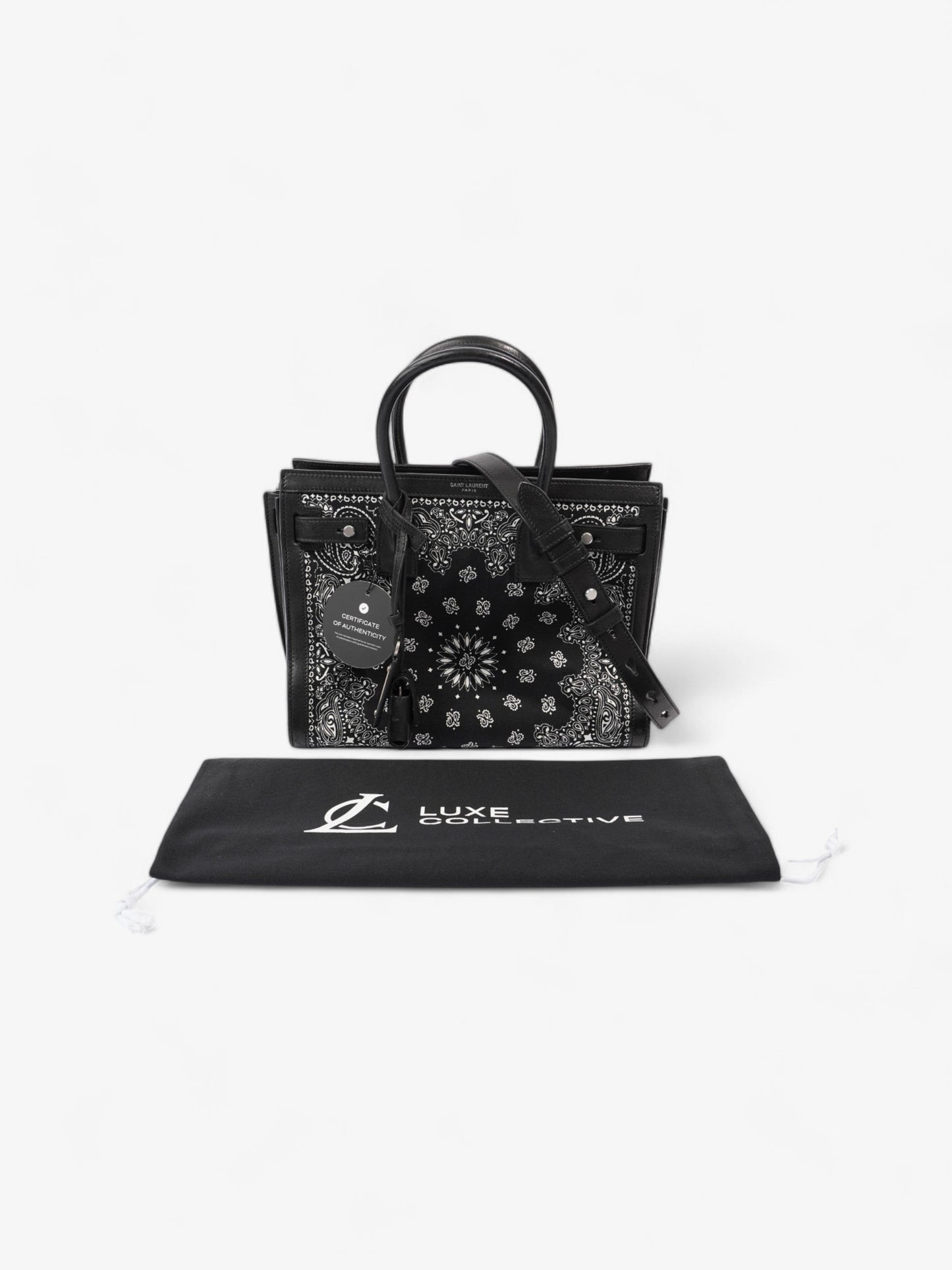 Saint Laurent Sac De Jour Bandana Black / White Calfskin Leather Baby