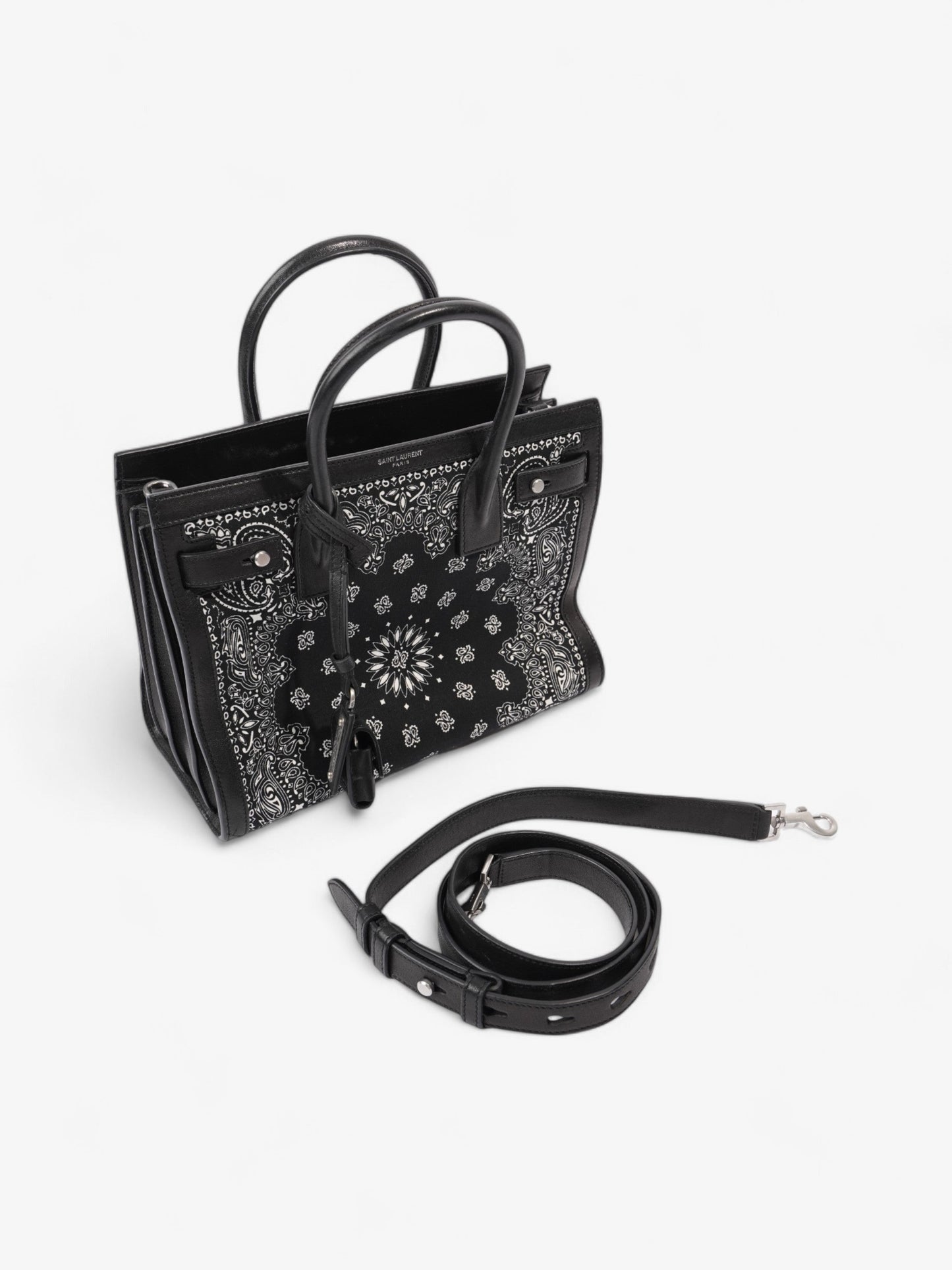 Saint Laurent Sac De Jour Bandana Black / White Calfskin Leather Baby