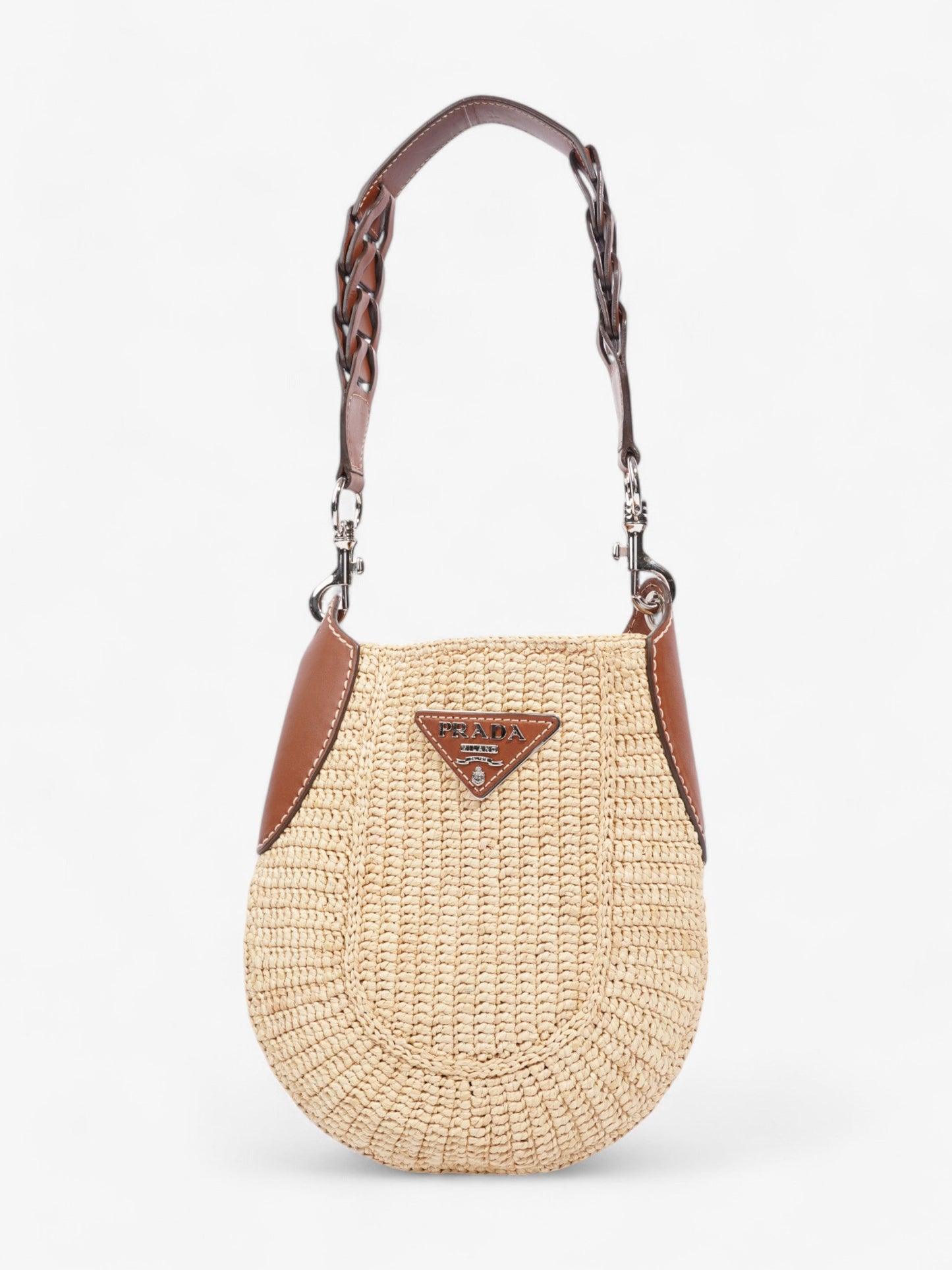 Prada Open Hobo Natural / Brown Raffia