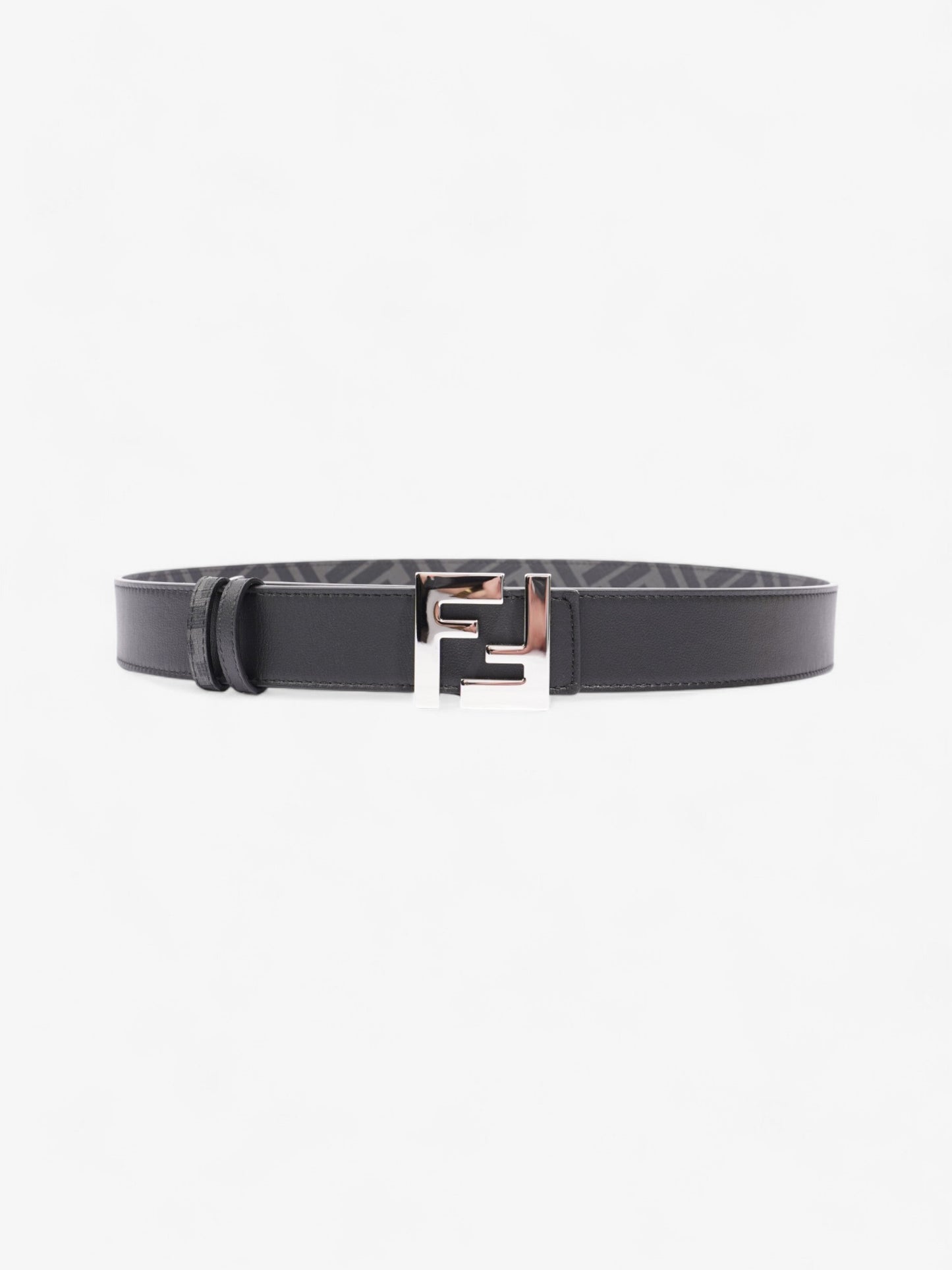 Fendi FF Reversible Belt Black / Grey / Silver Canvas 95cm / 38"