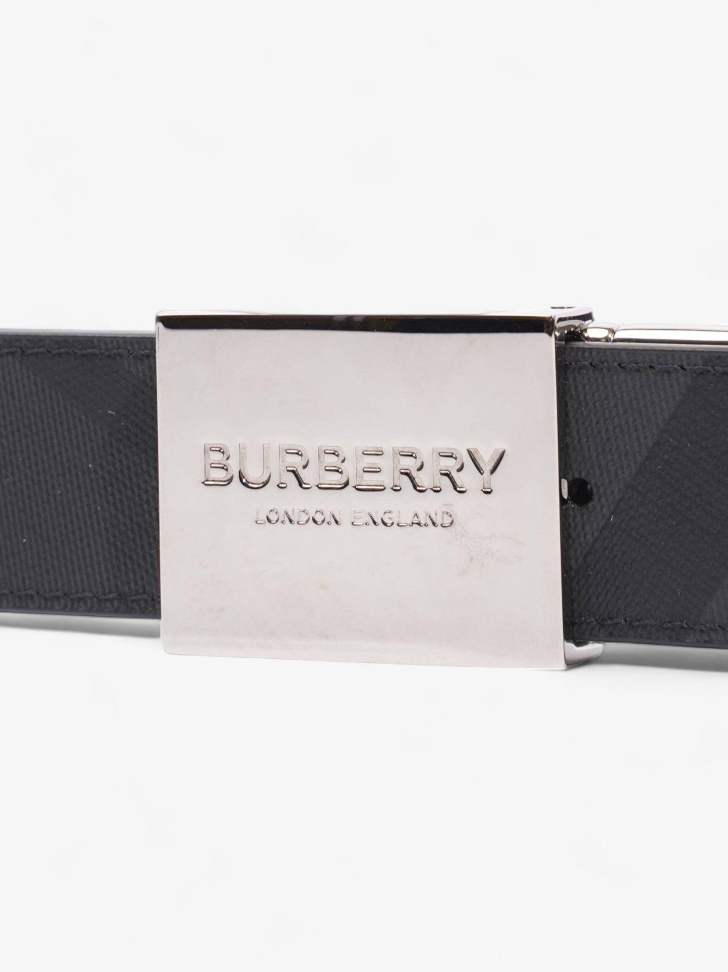 Burberry Plaque Buckle Belt Black / Dark Charcoal Leather 95cm 38"